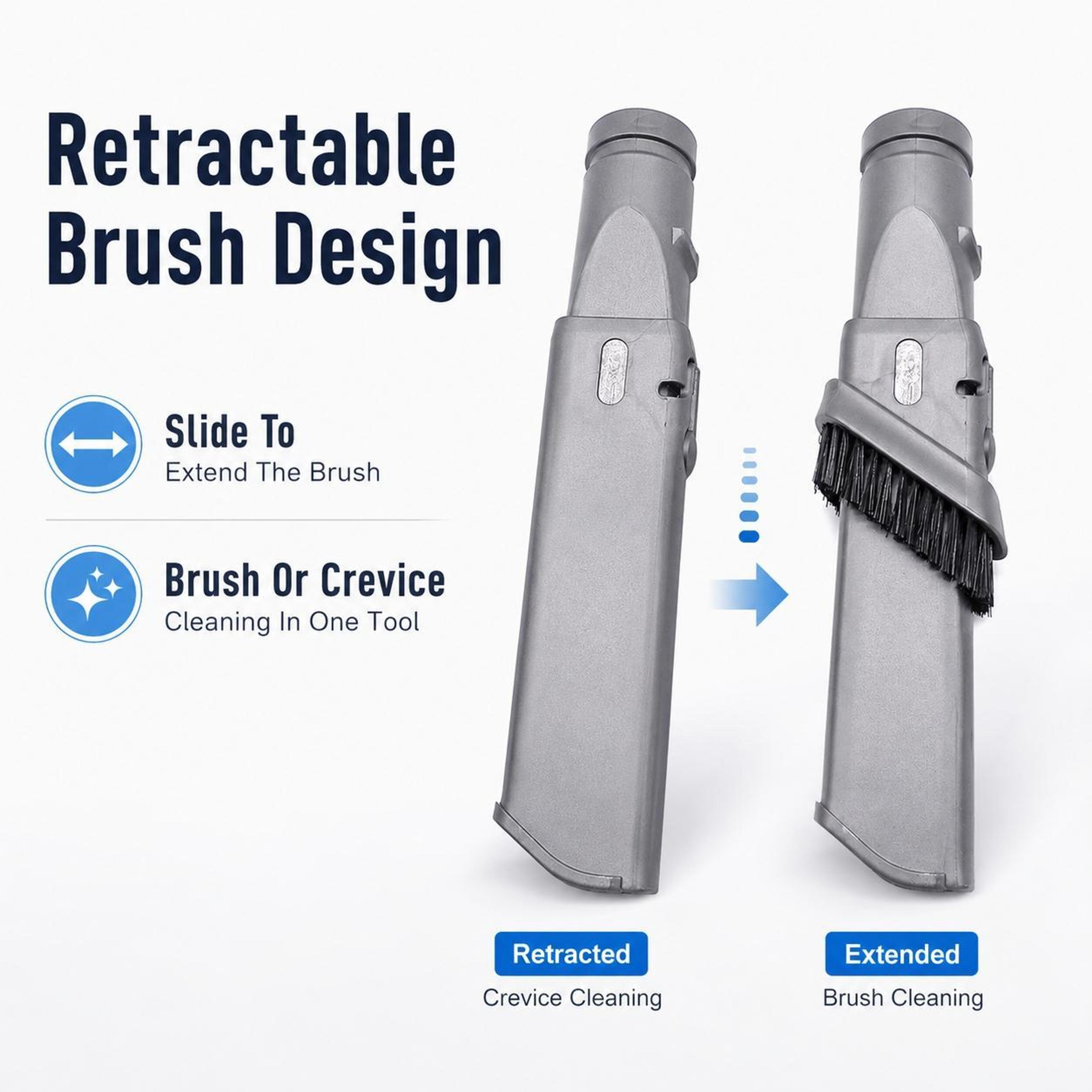 Dyson V6 Narrow Brush Tool Attachment With Retractable Stiff Bristles For Deep Crevice Cleaning 5