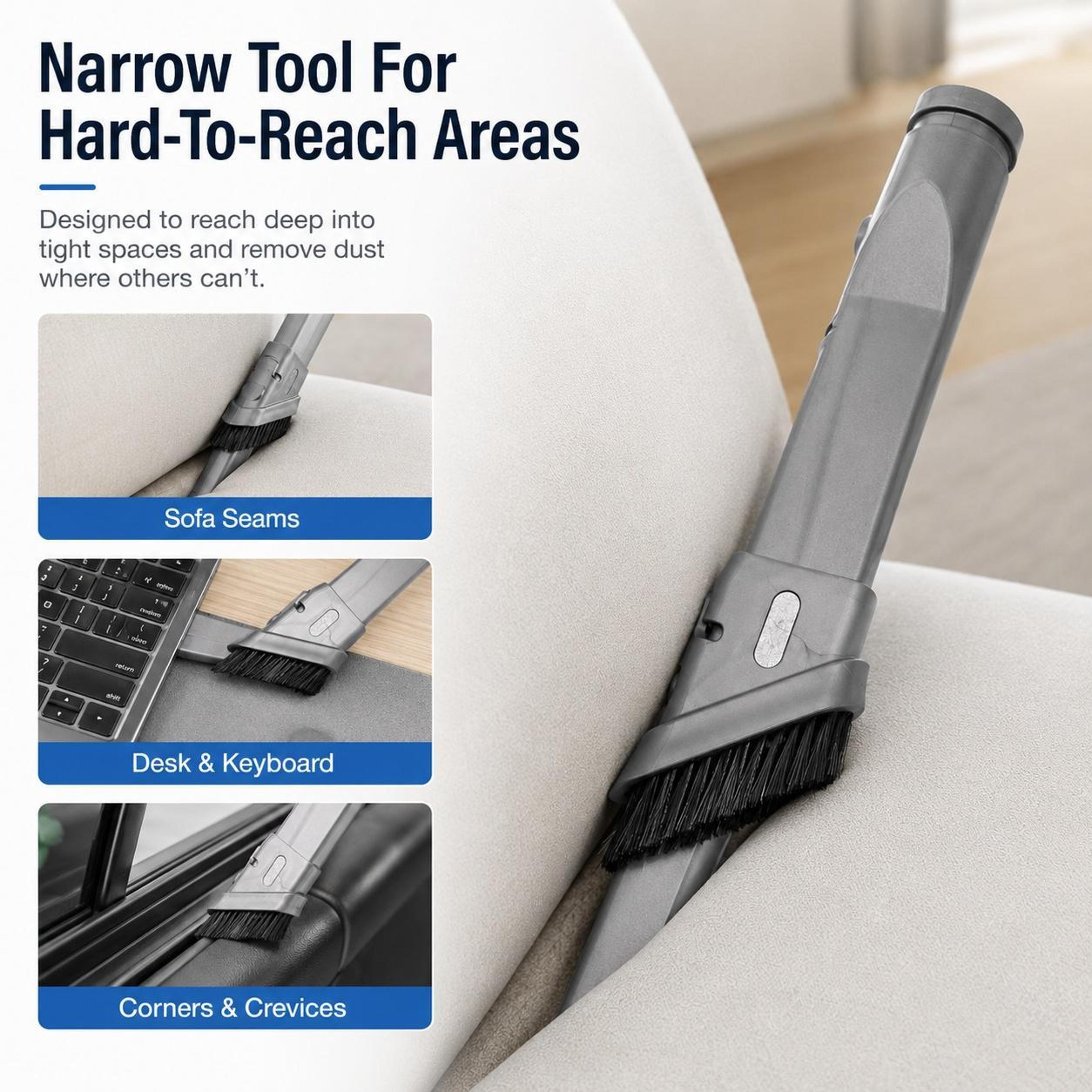 Dyson V6 Narrow Brush Tool Attachment With Retractable Stiff Bristles For Deep Crevice Cleaning 6