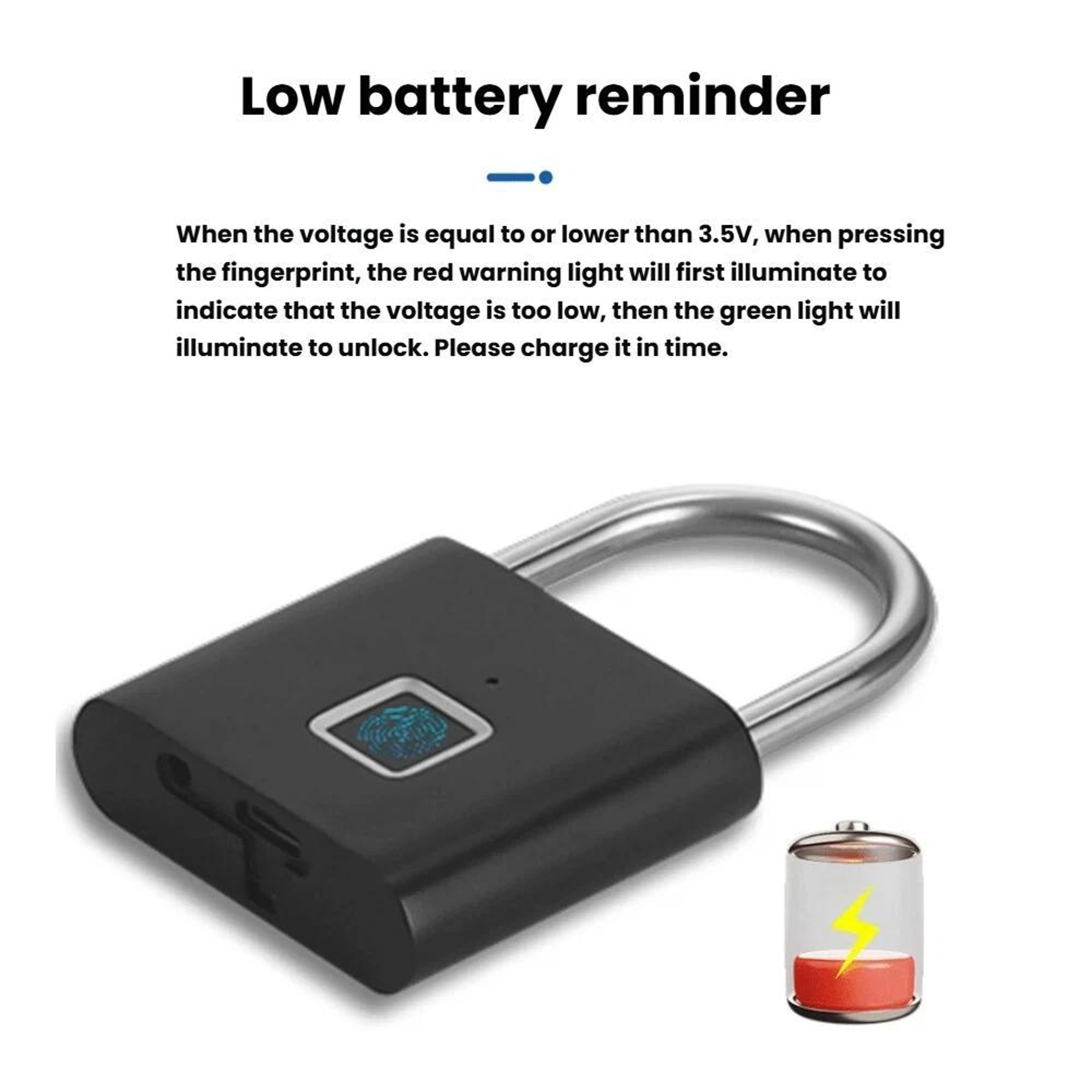 Tuya Smart Fingerprint Padlock Bluetooth App Control USB C Rechargeable Waterproof Security Lock 6