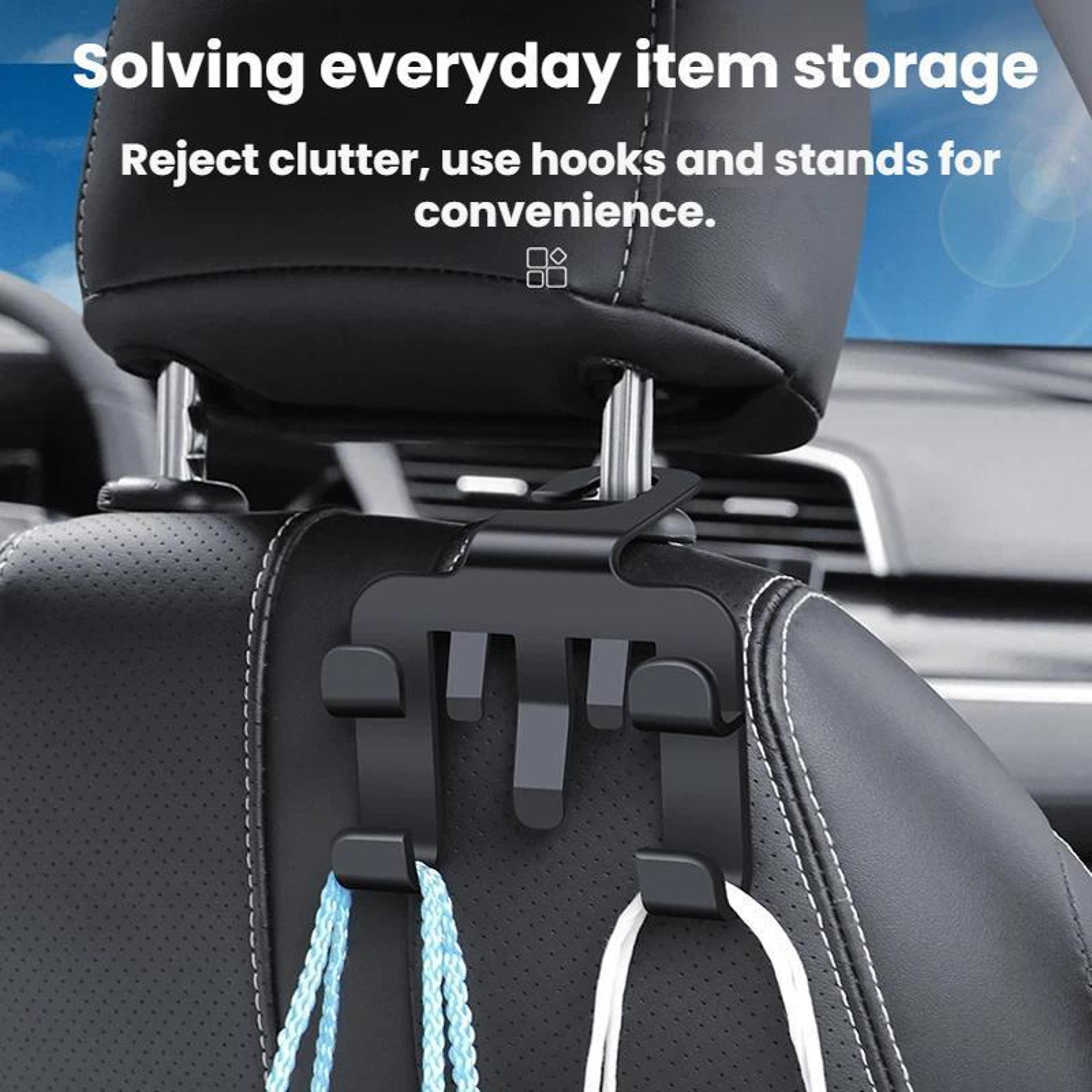 4 Pack Rotating Car Seat Headrest Hook And Phone Holder Organizer 2