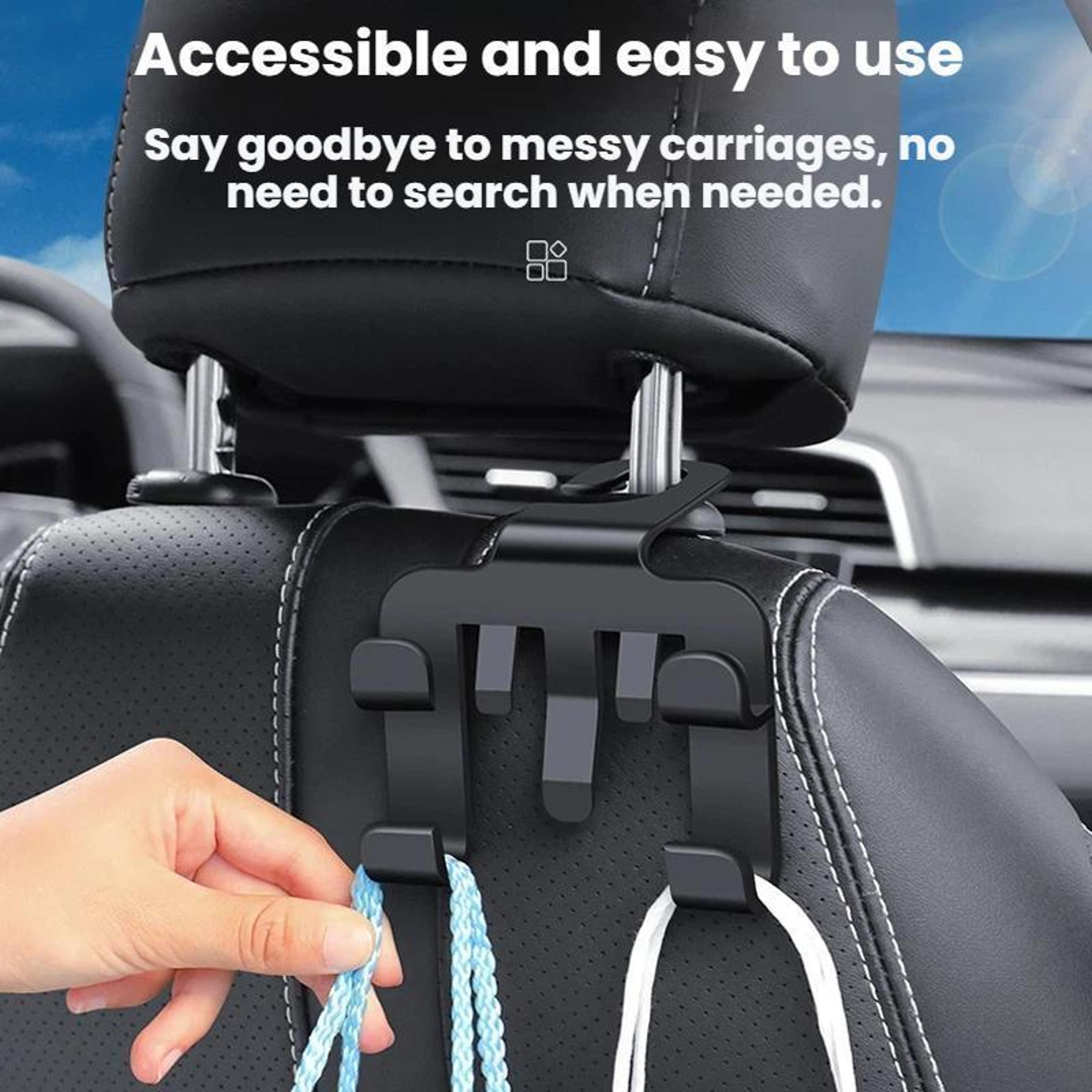4 Pack Rotating Car Seat Headrest Hook And Phone Holder Organizer 4