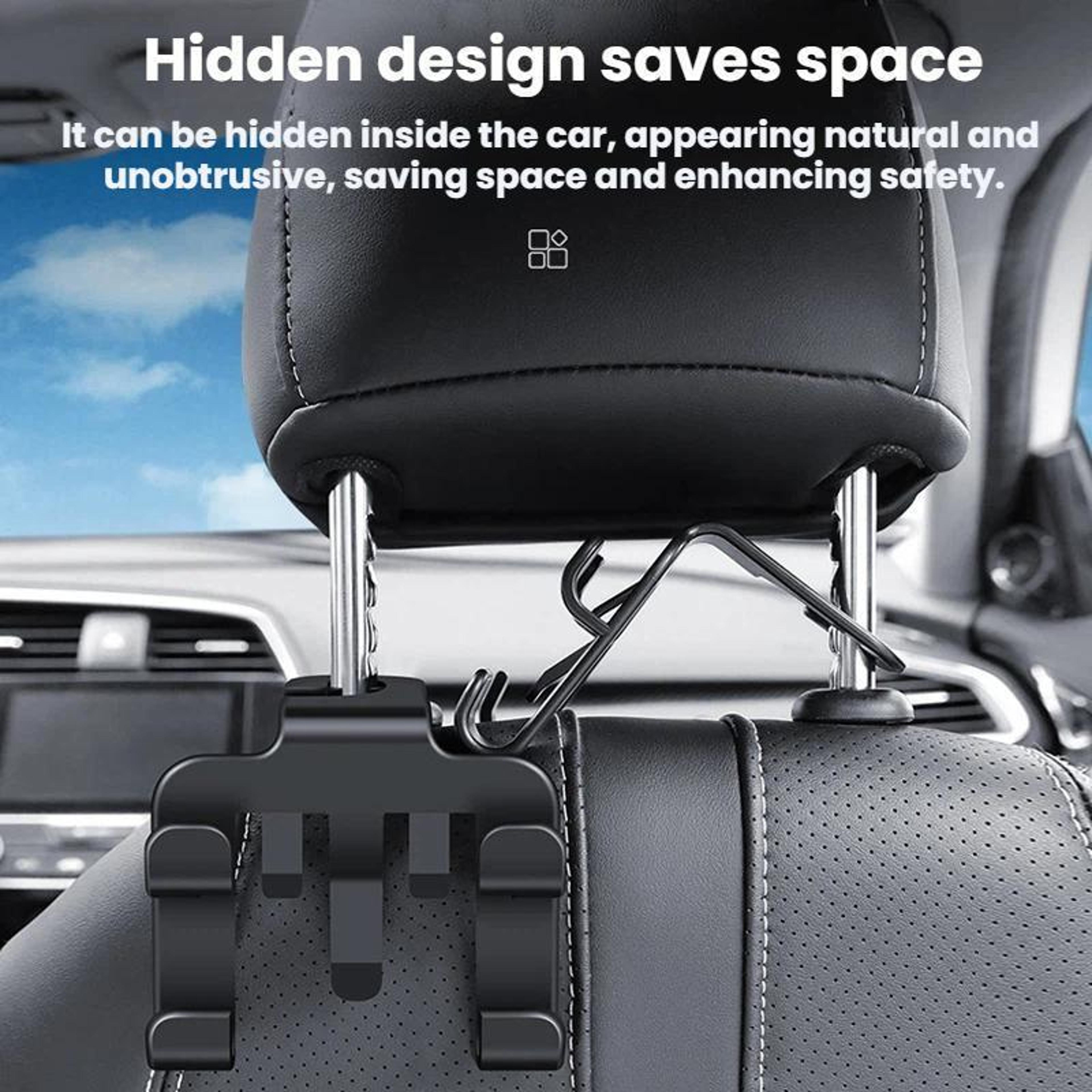 4 Pack Rotating Car Seat Headrest Hook And Phone Holder Organizer 5