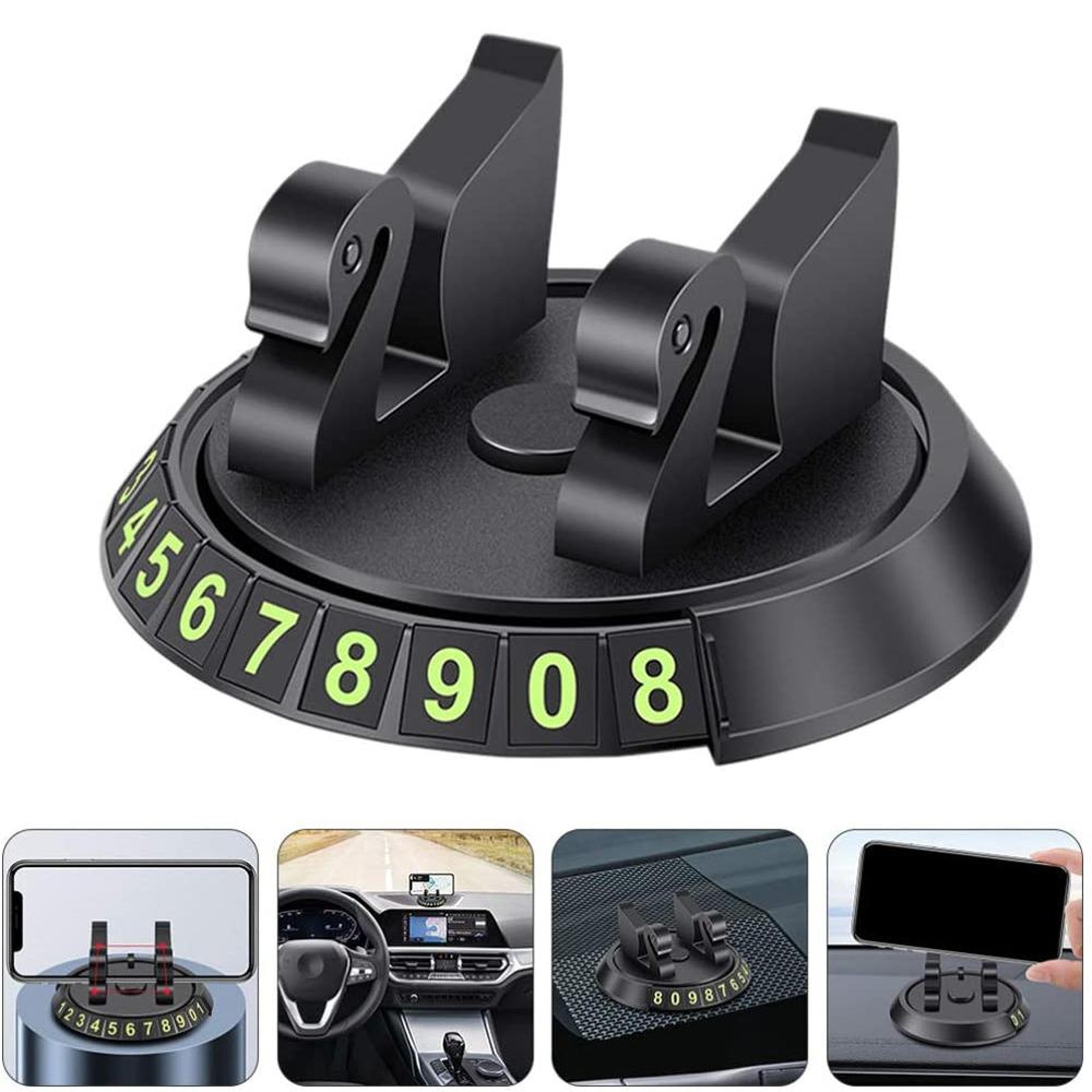 360 Rotatable Car Phone Holder Dashboard Mount With Hidden Parking Number Plate 6