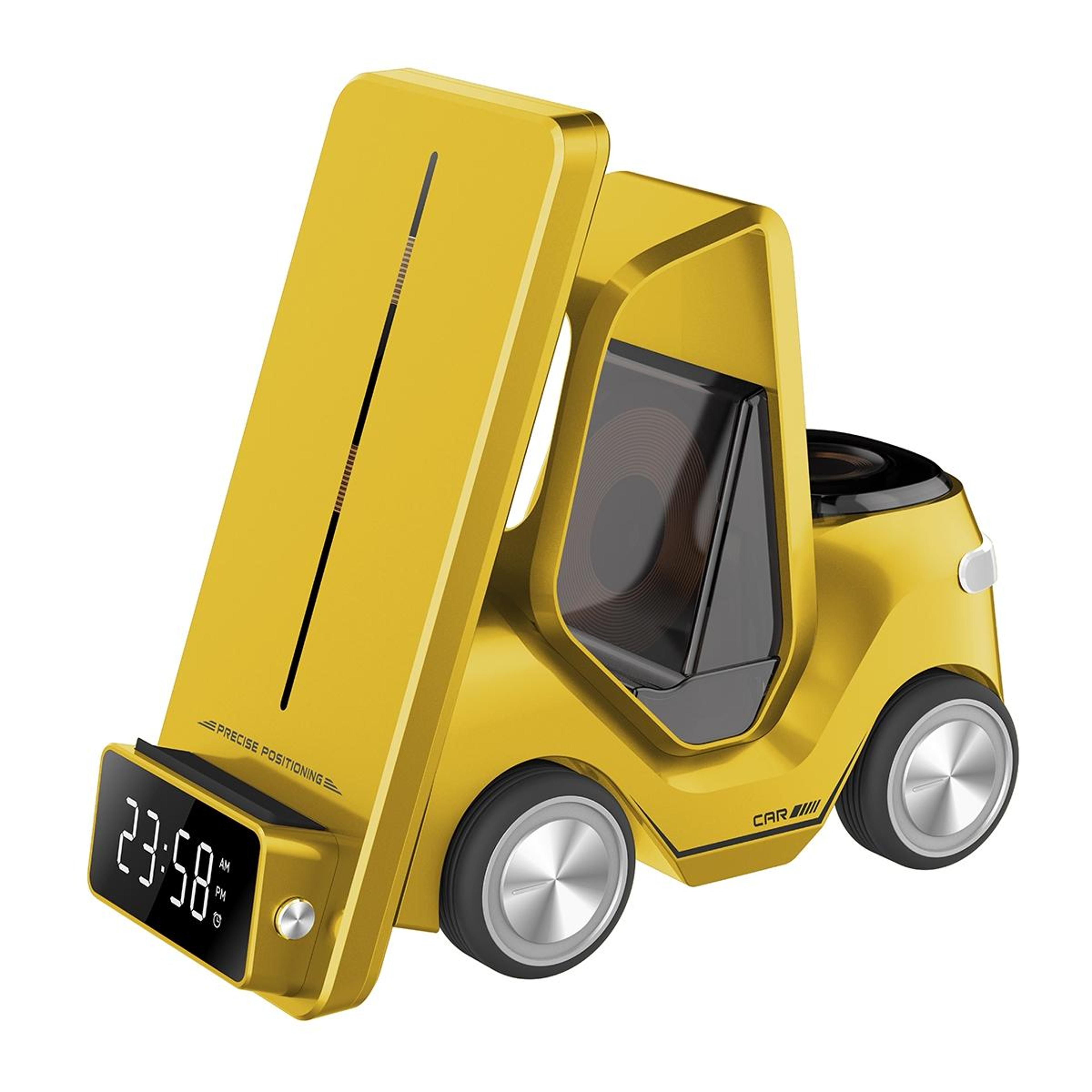 T20 Wireless Charging Alarm Clock Car Shaped Desktop Wireless Charger With LED Atmosphere Light 10