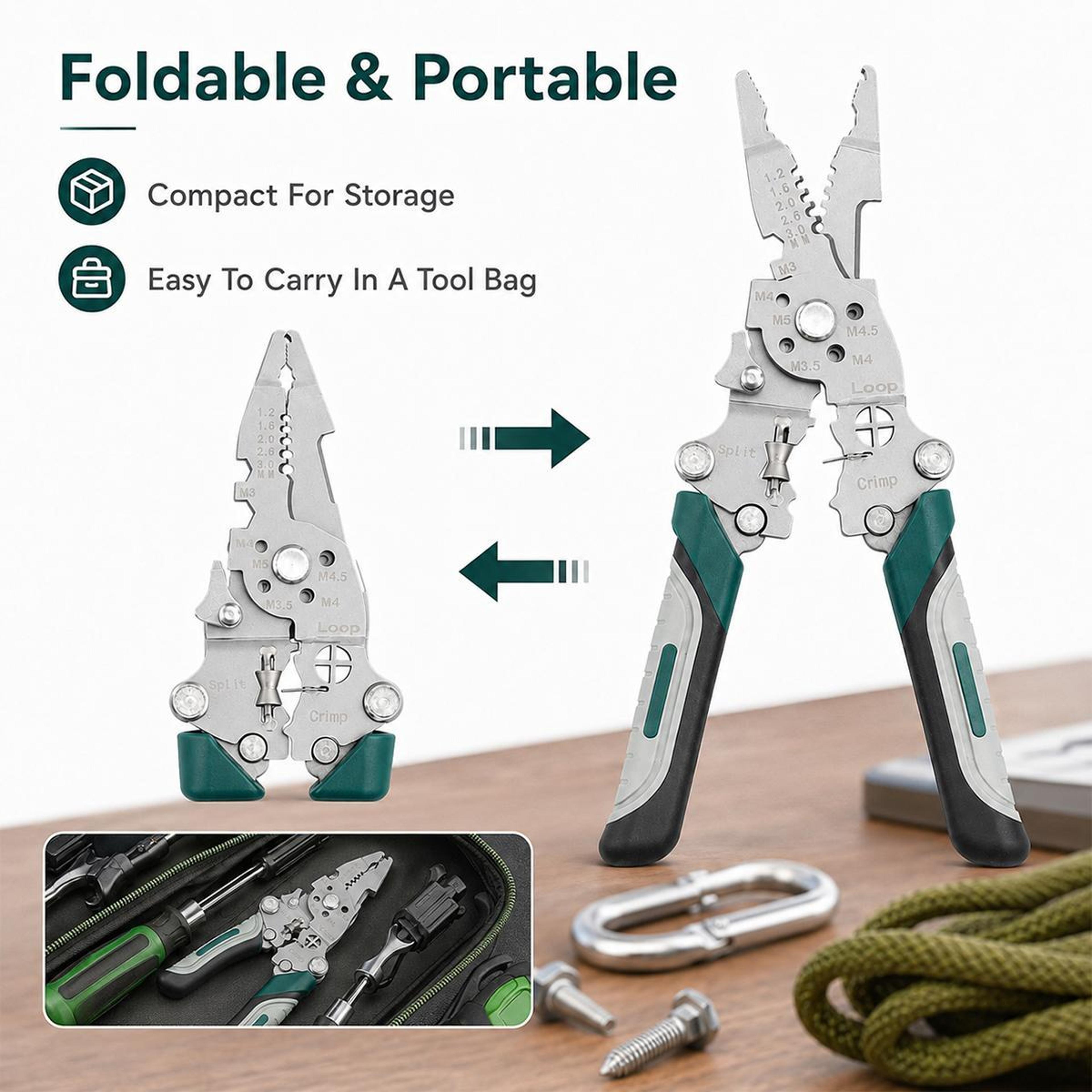 Multifunction Wire Stripping Pliers Foldable Stainless Steel Cable Stripping Tool For Electricians 5