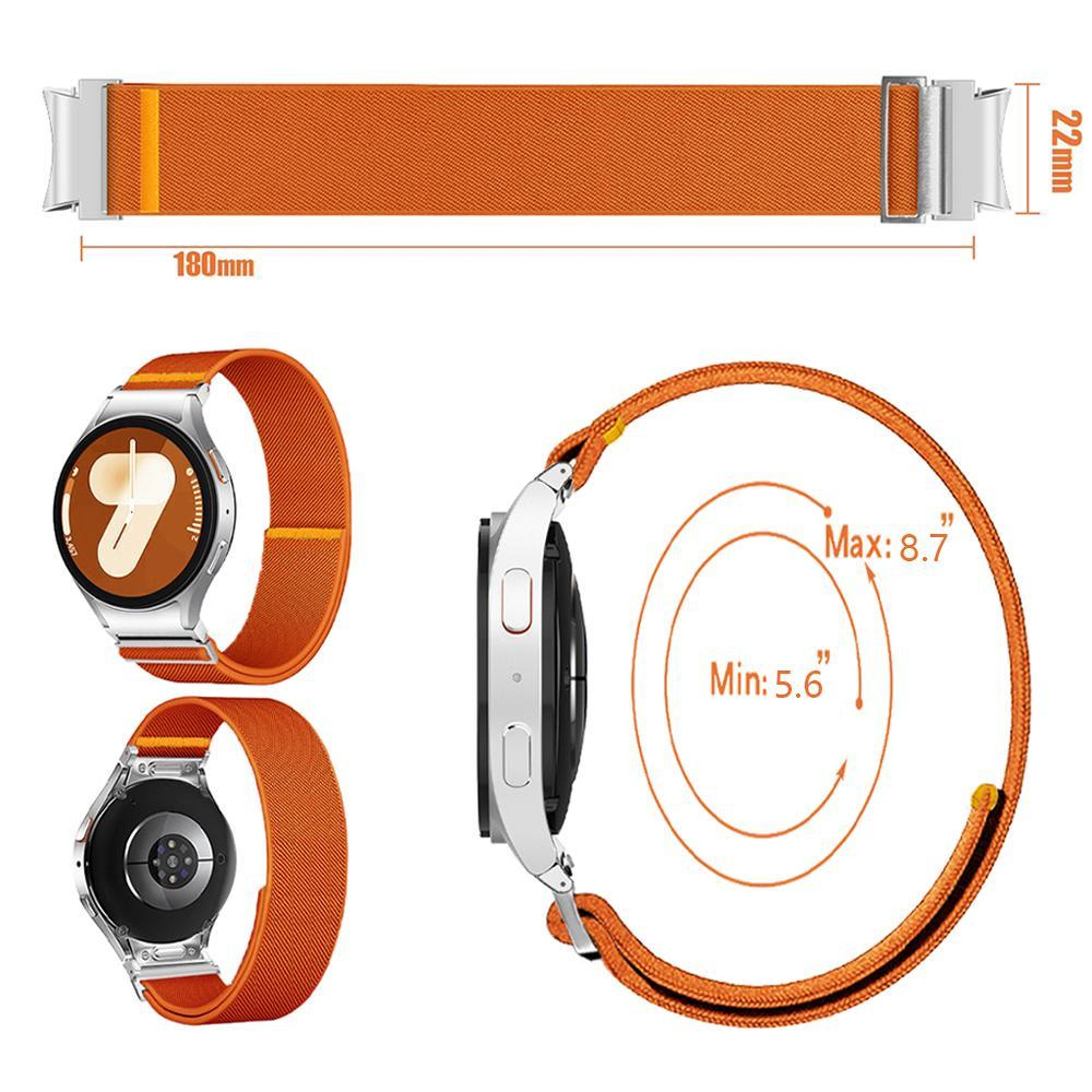 Samsung Galaxy Watch Band Adjustable Elastic Nylon Watch Strap For Galaxy Watch FE 7 6 5 4 10