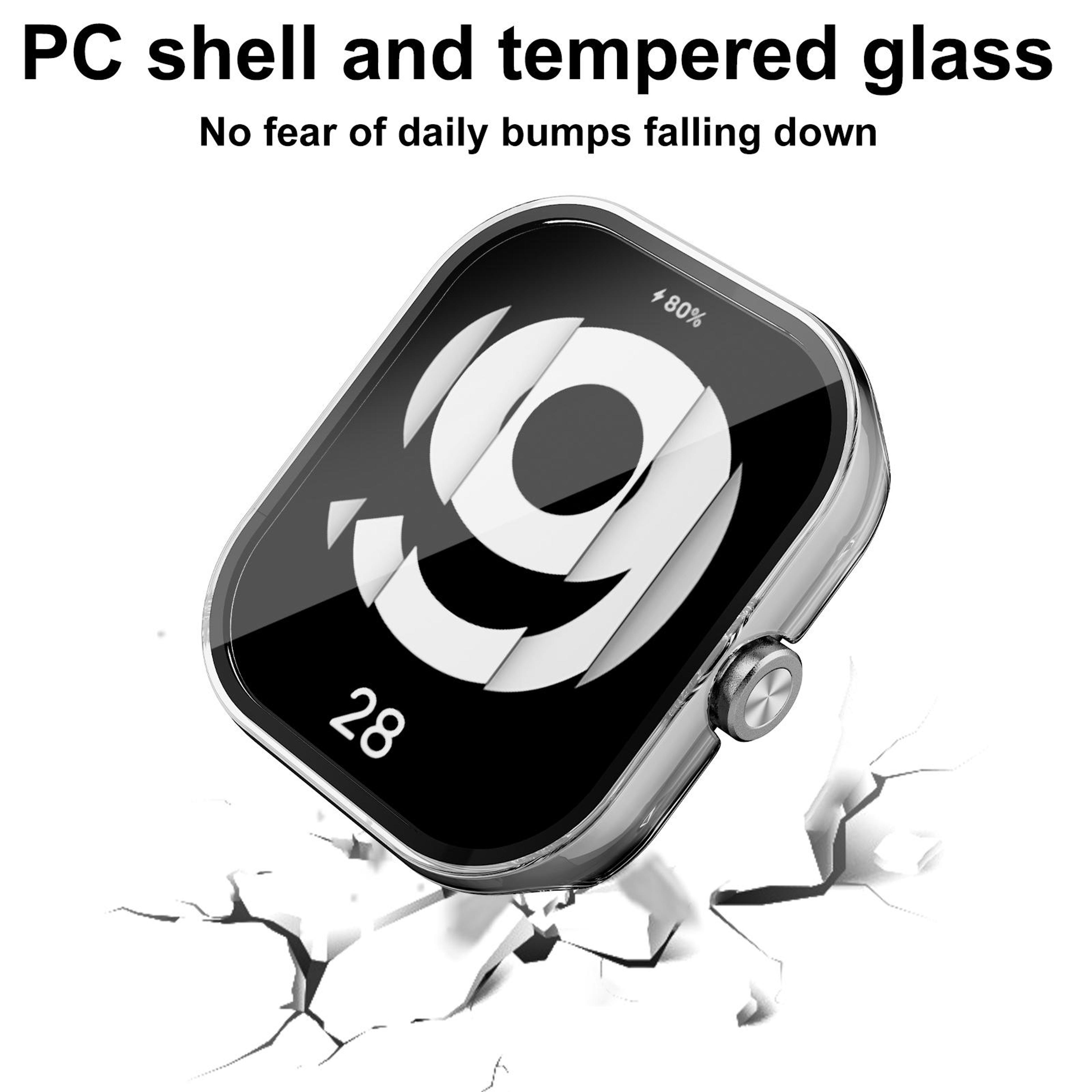 Redmi Watch 4 Protective Case With Tempered Glass Screen Protector Full Coverage PC Cover 8