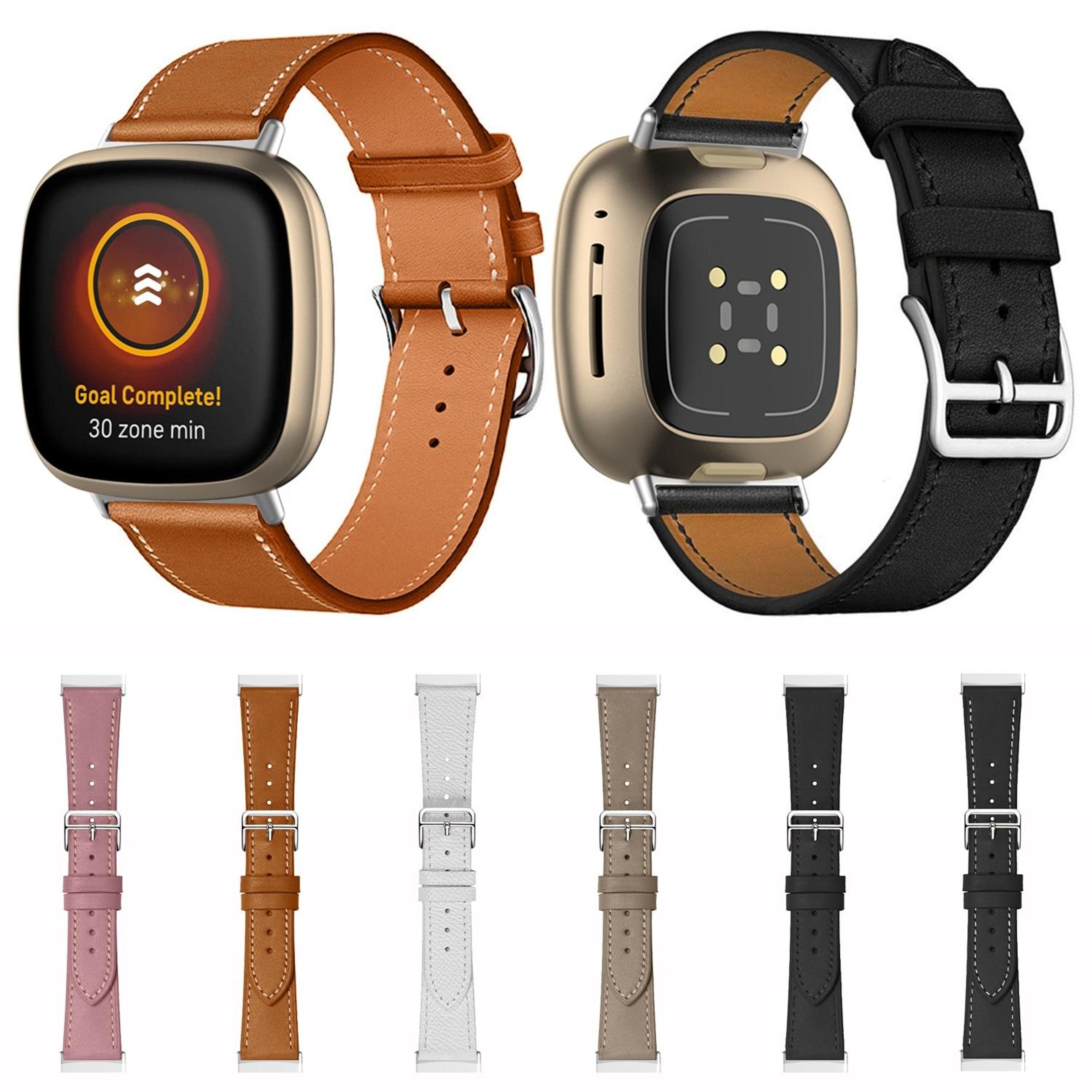 Premium Genuine Leather Watch Band For Fitbit Versa 4  Sense 2 Replacement Strap 1