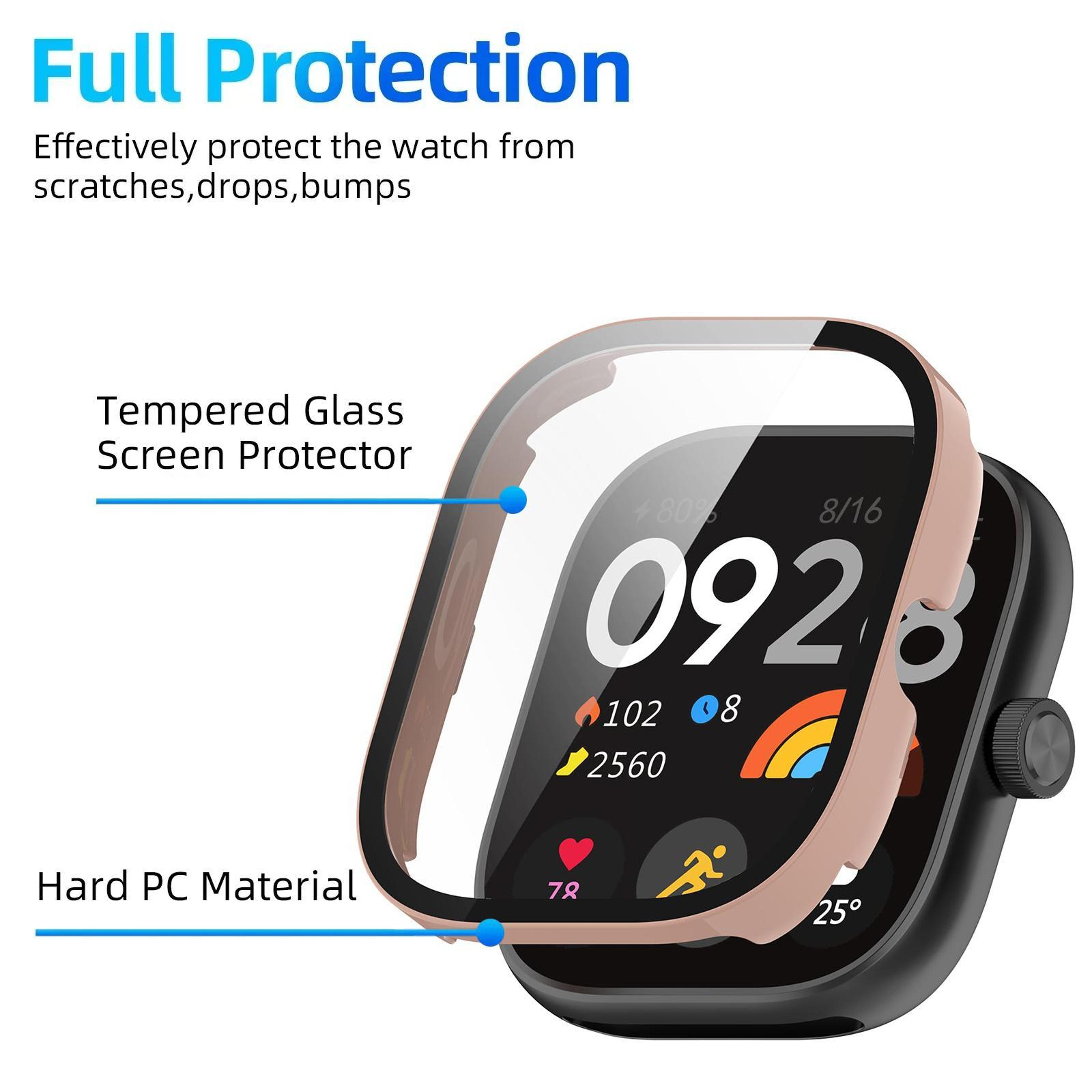 Redmi Watch 4 Protective Case With Tempered Glass Screen Protector PC Full Coverage Cover 7
