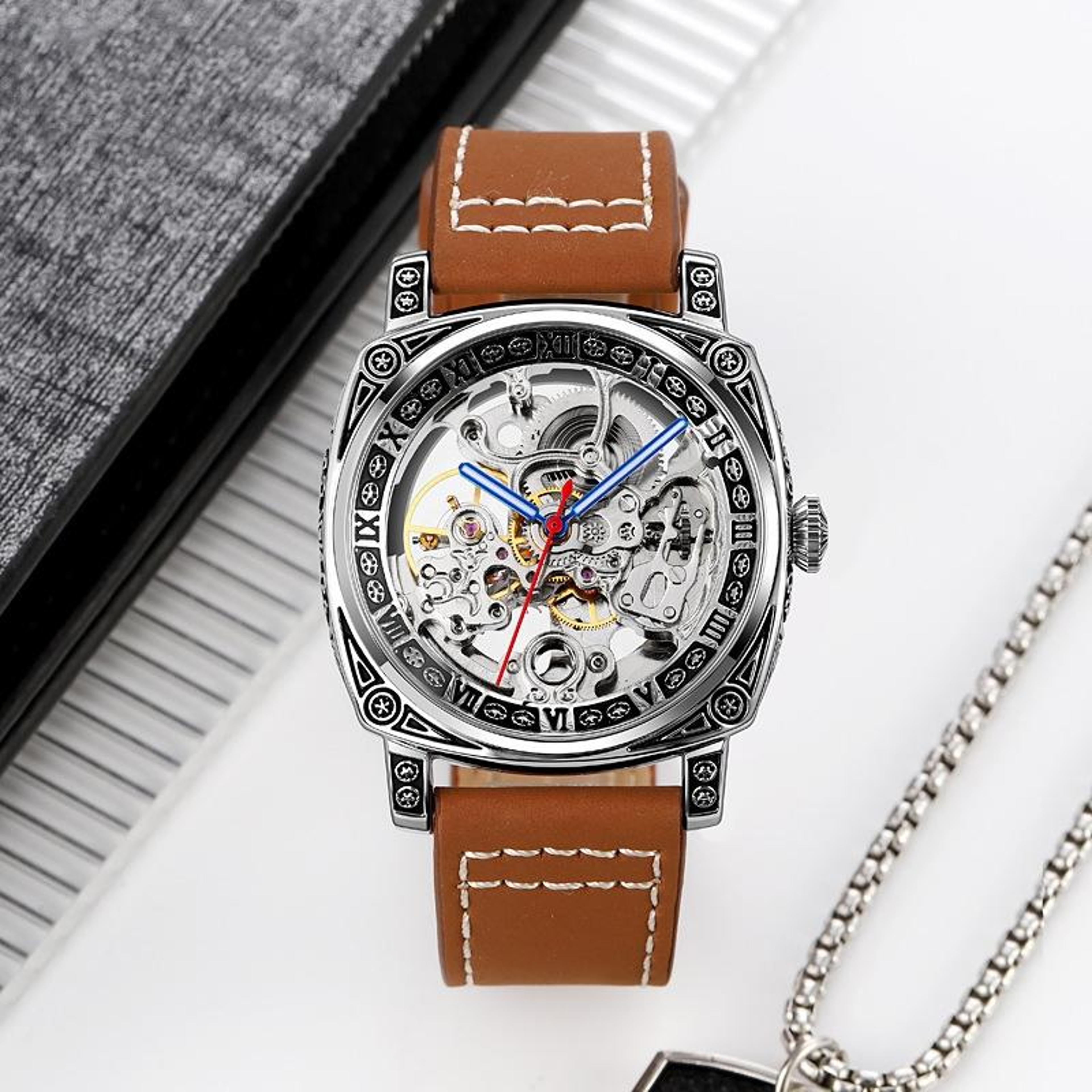 SKMEI 9271 Automatic Mechanical Watch Waterproof Leather Strap Mens Dress Watch 4