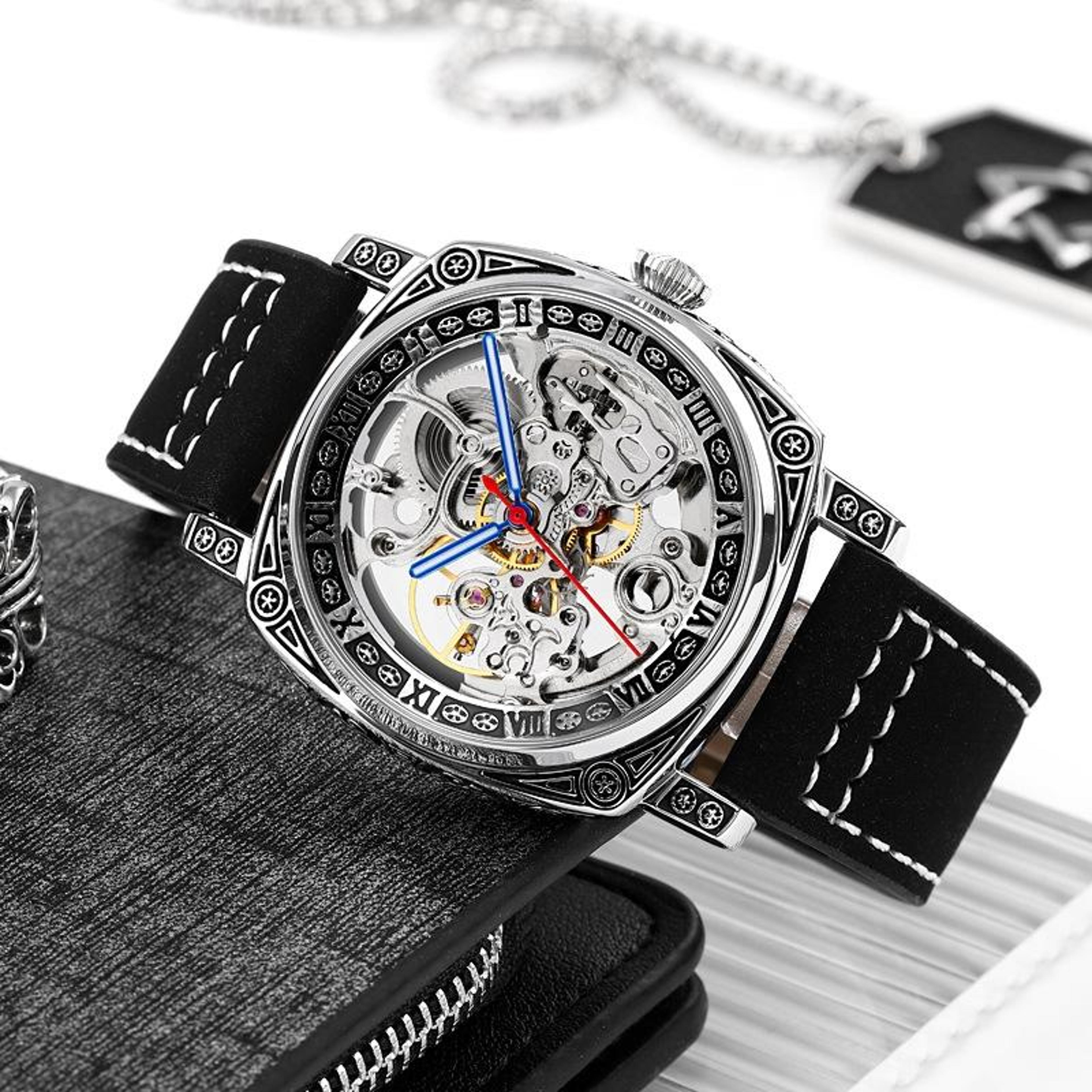 SKMEI 9271 Automatic Mechanical Watch Waterproof Leather Strap Mens Dress Watch 6