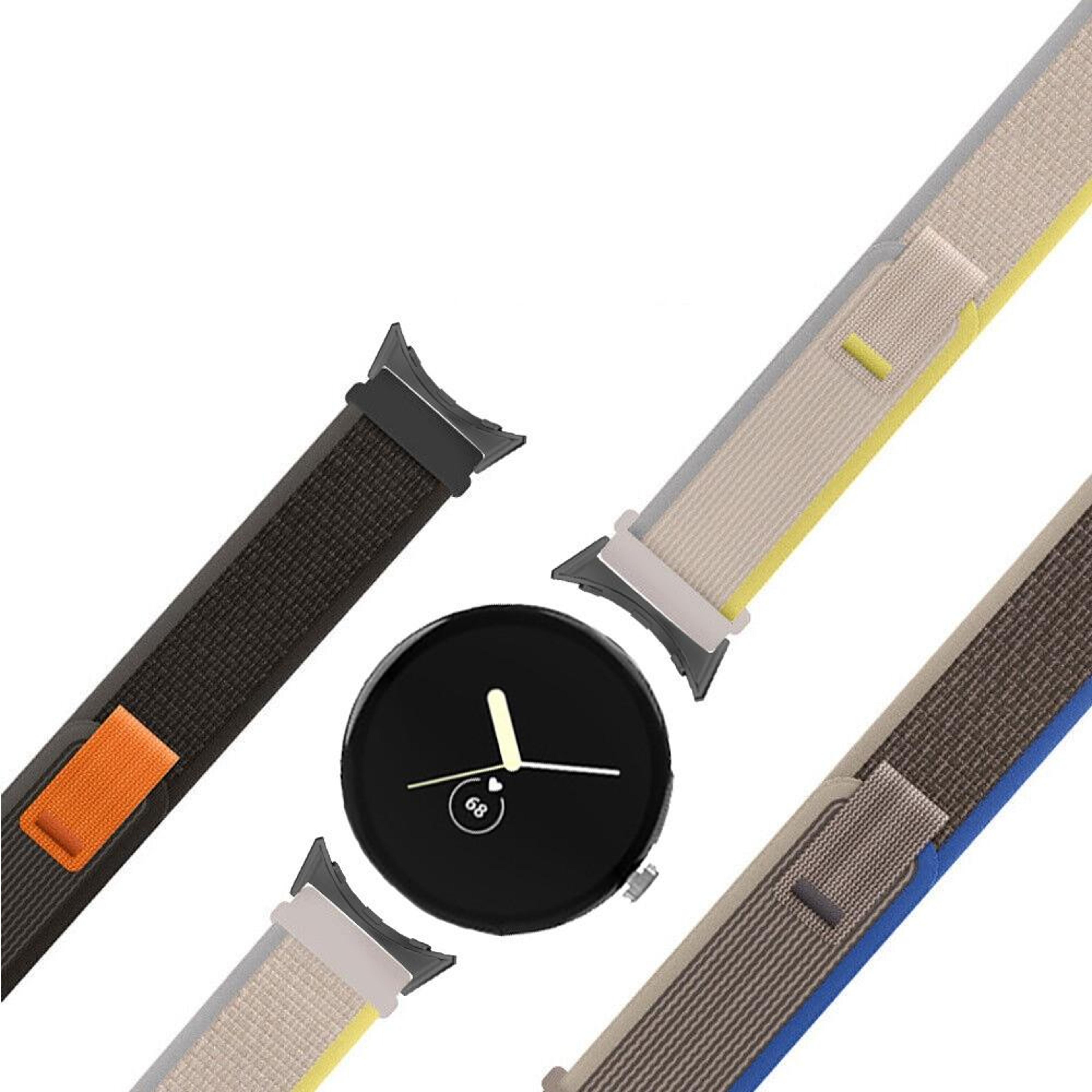 Google Pixel Watch 4 3 2 1 Nylon Watch Band Adjustable Breathable Replacement Strap With Silver Con 6