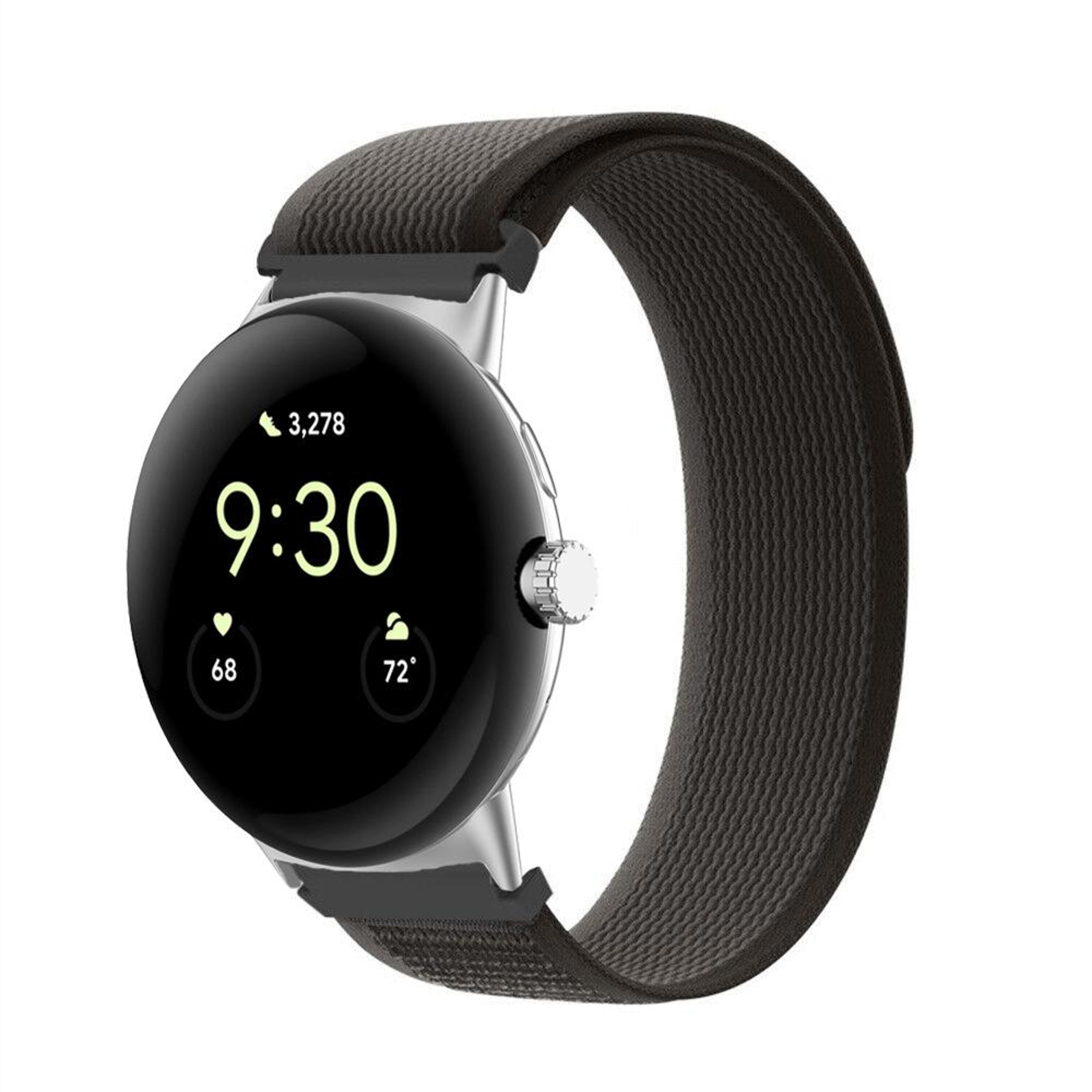 Google Pixel Watch 4 3 2 1 Nylon Watch Band Adjustable Breathable Replacement Strap With Silver Con 2