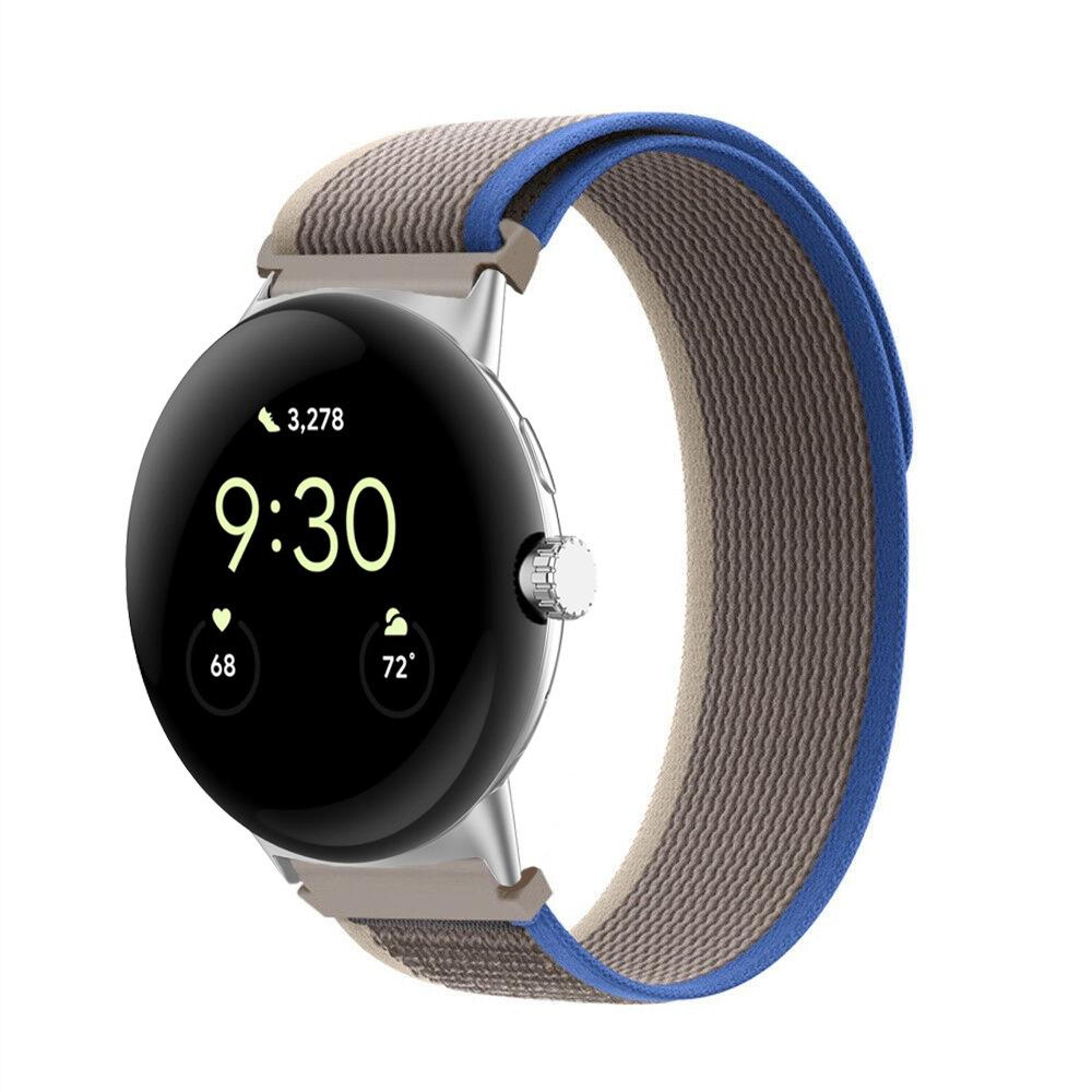 Google Pixel Watch 4 3 2 1 Nylon Watch Band Adjustable Breathable Replacement Strap With Silver Con 7