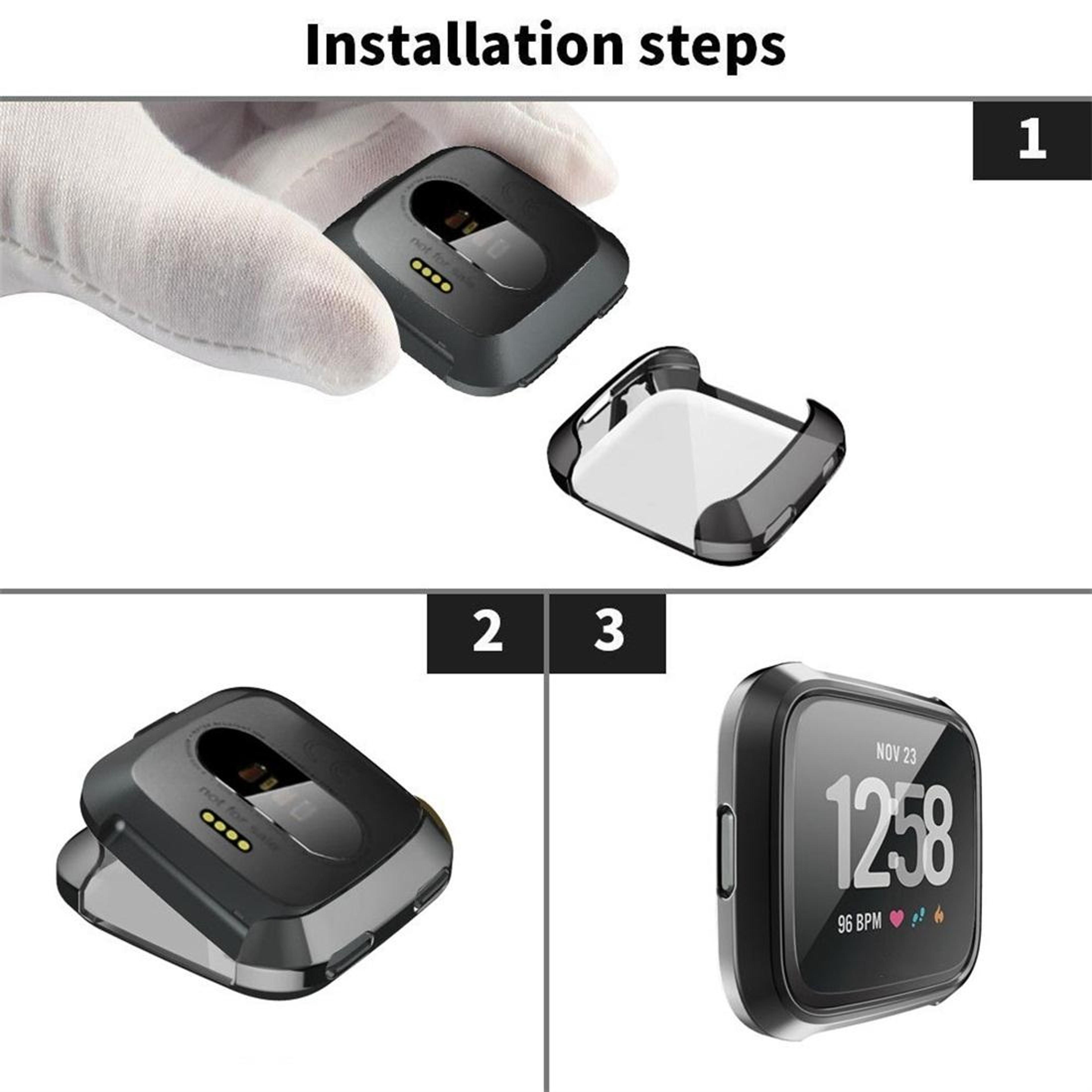 Fitbit Versa TPU Protective Case Soft Shockproof Watch Cover Scratch Resistant Bumper 6