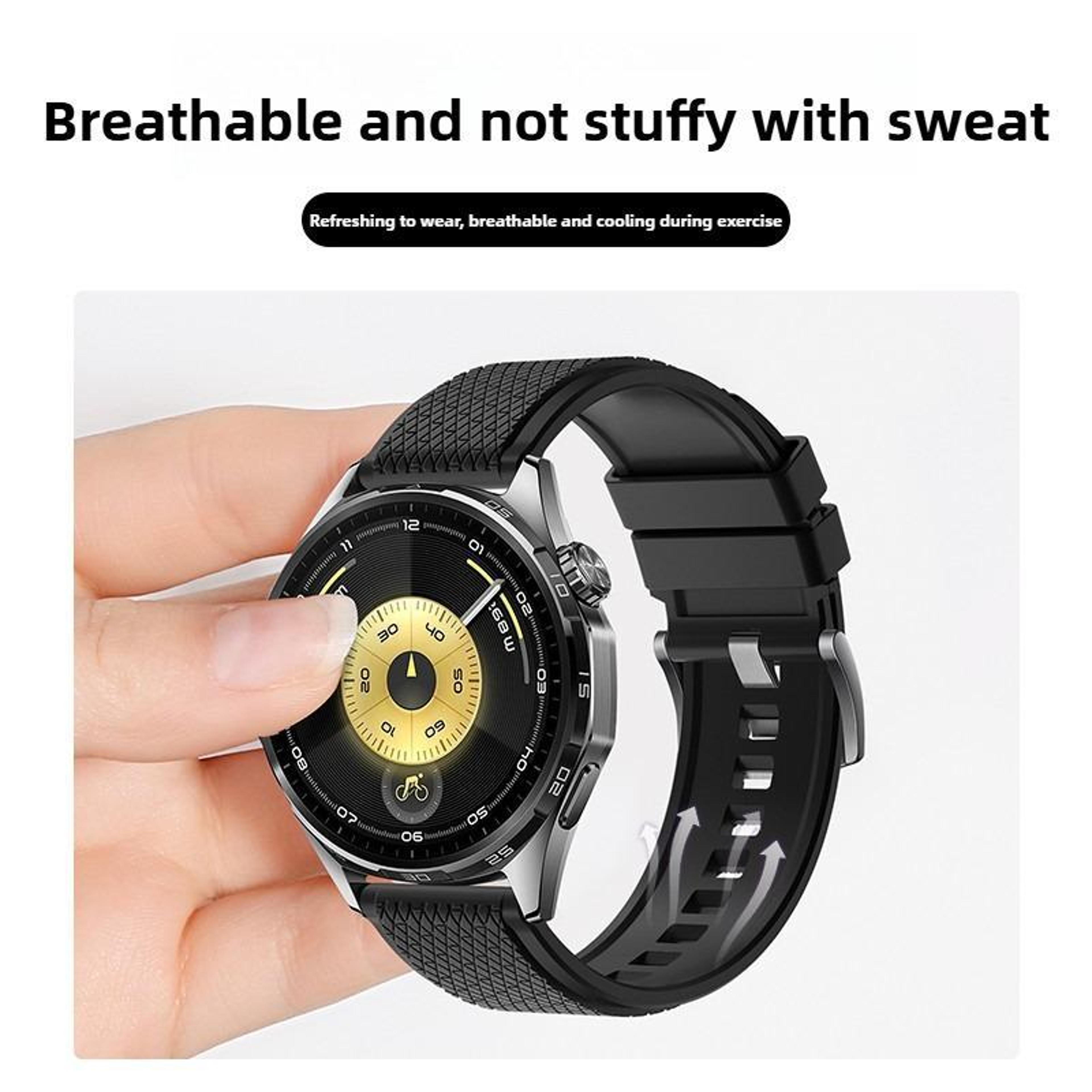 Fluororubber Watch Band Textured Replacement Strap For Longines Comfortable Adjustable Wristband 10