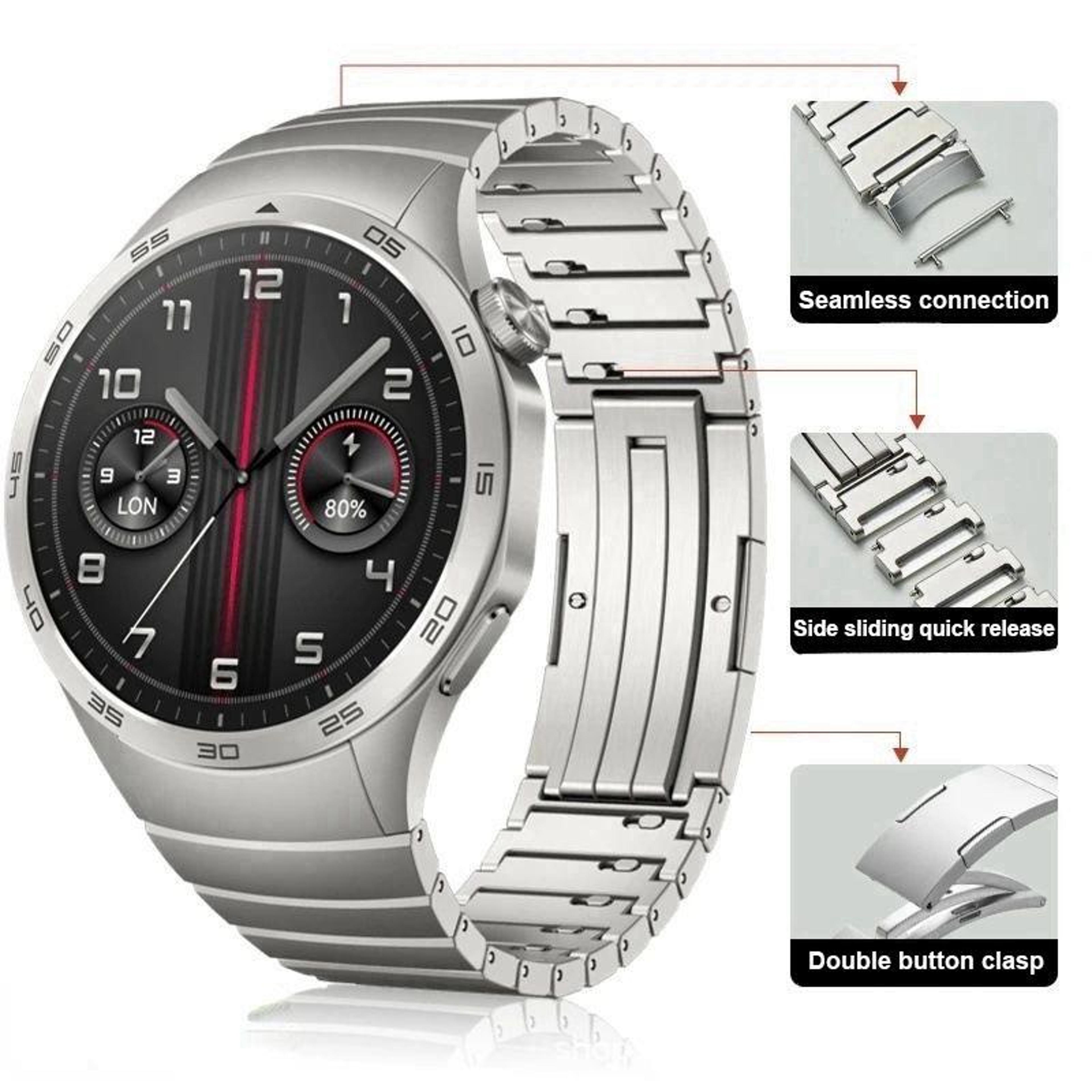 Huawei Watch 4 Pro Titanium Watch Band Bamboo Joint Metal Replacement Strap With HW Buckle 7