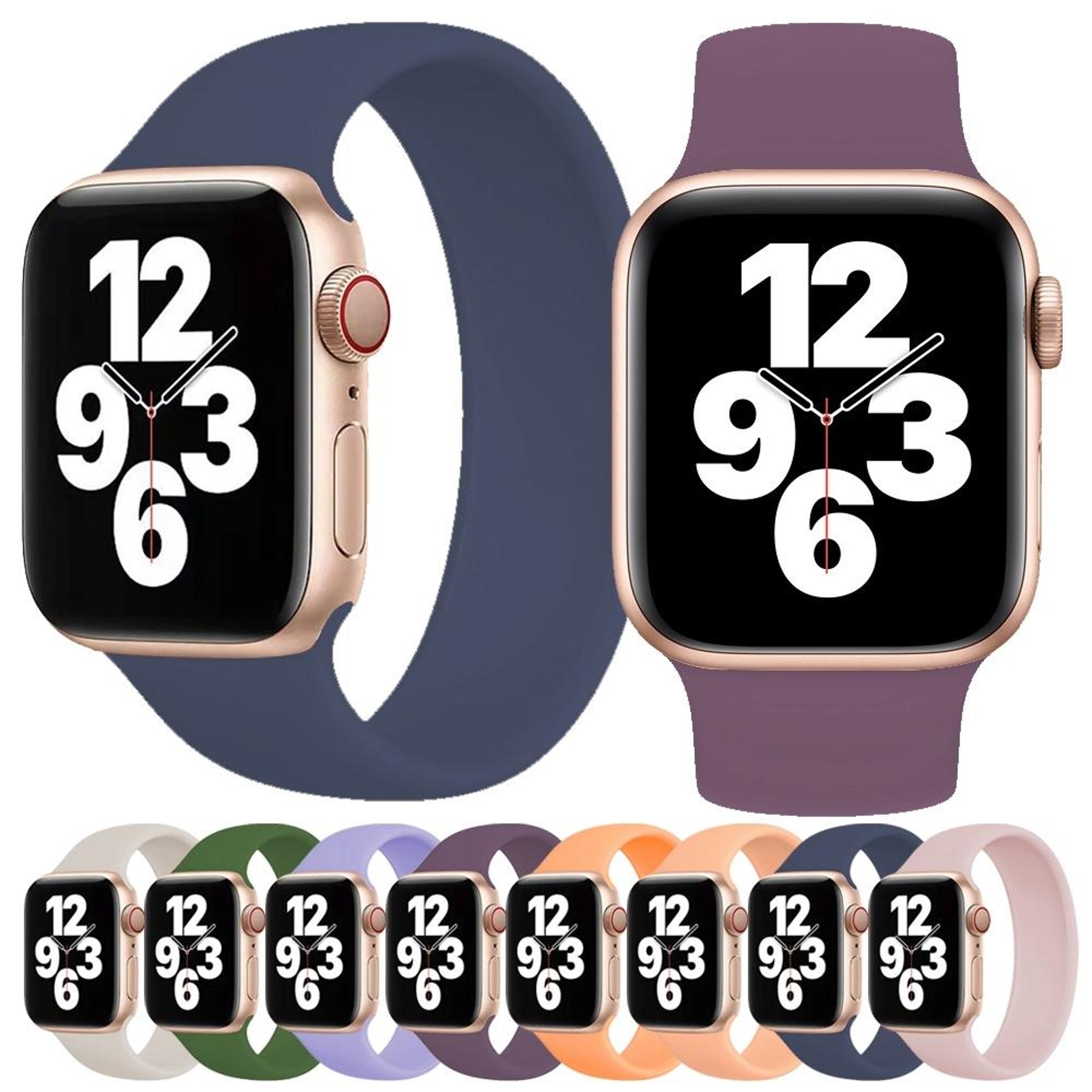 Apple Watch Silicone Watch Band Solid Color Elastic Strap For Series 10 9 8 7 SE 6 5 4 3 2 1 6