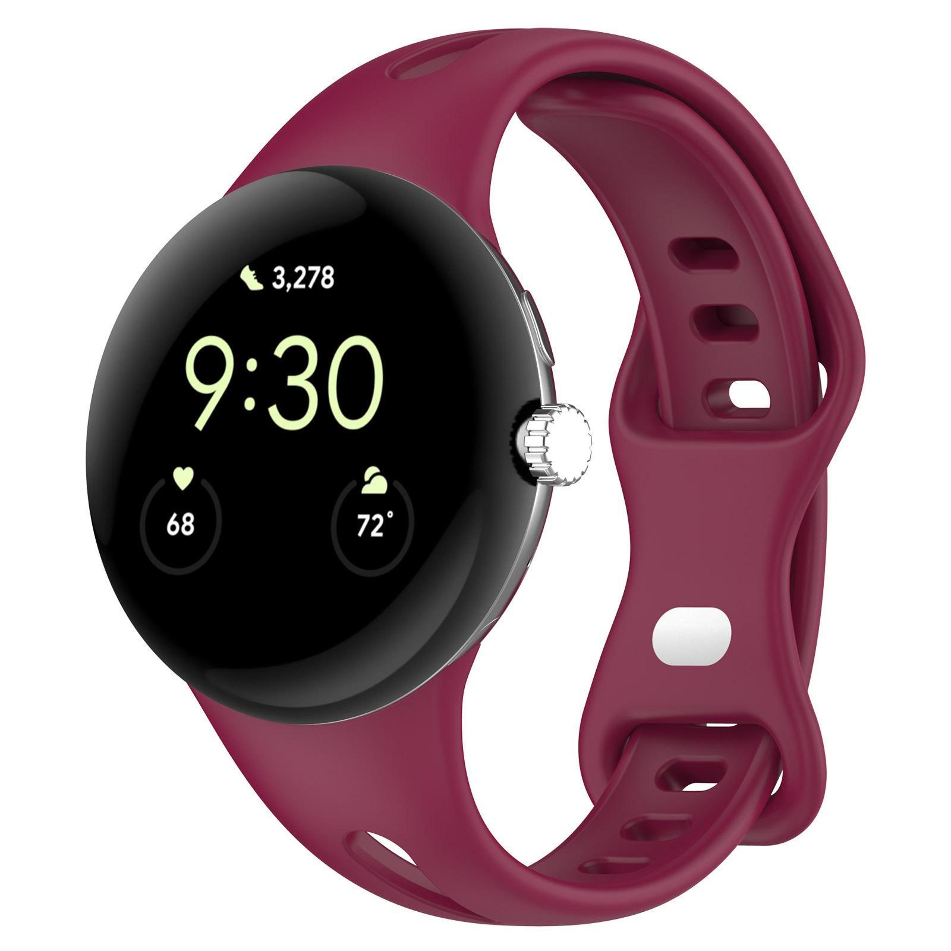 Google Pixel Watch 4 3 2 1 Silicone Watch Band With Butterfly Buckle Soft Replacement Strap 9