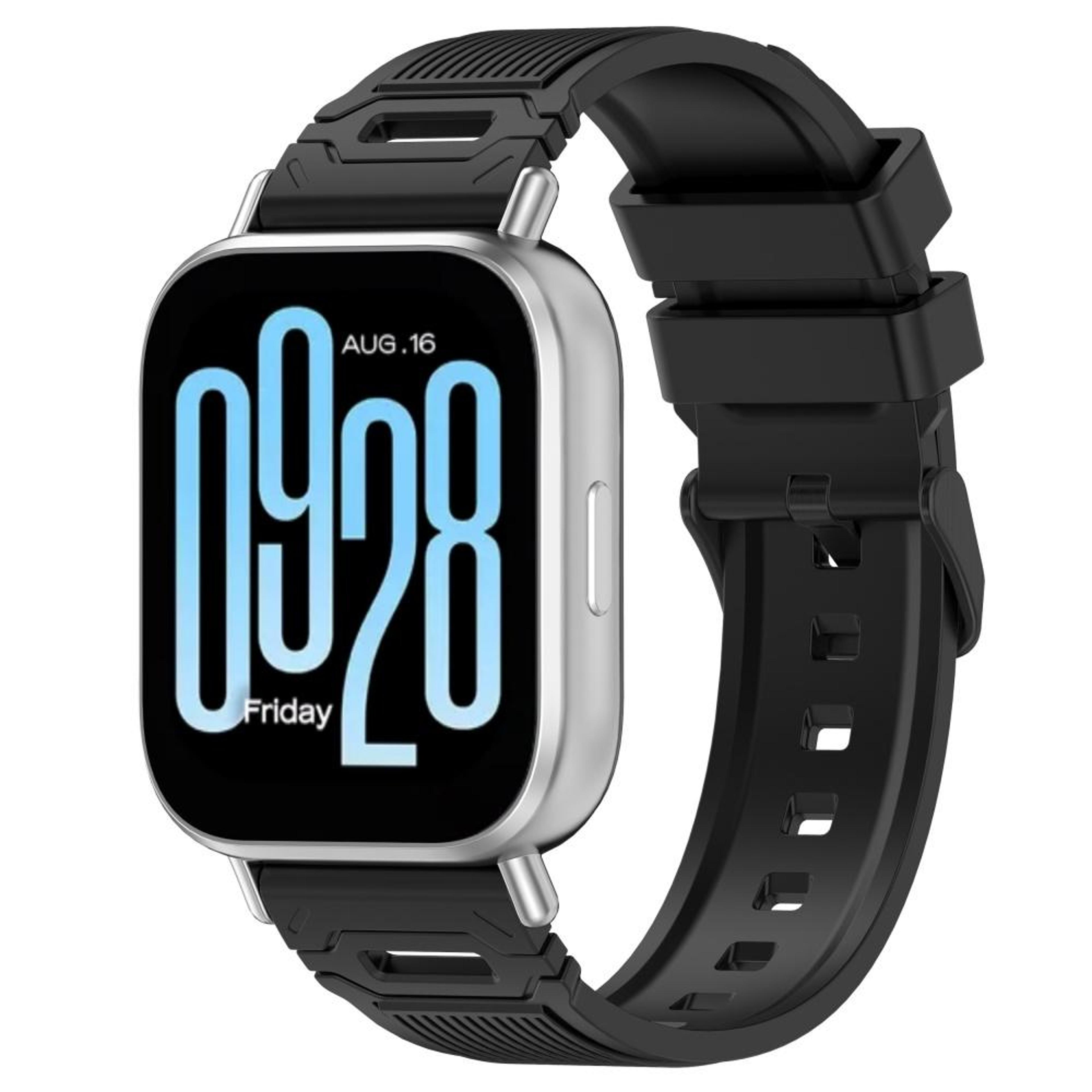 Xiaomi Watch 22mm Silicone Watch Band Vertical Pattern Quick Release Replacement Strap With Black B 13