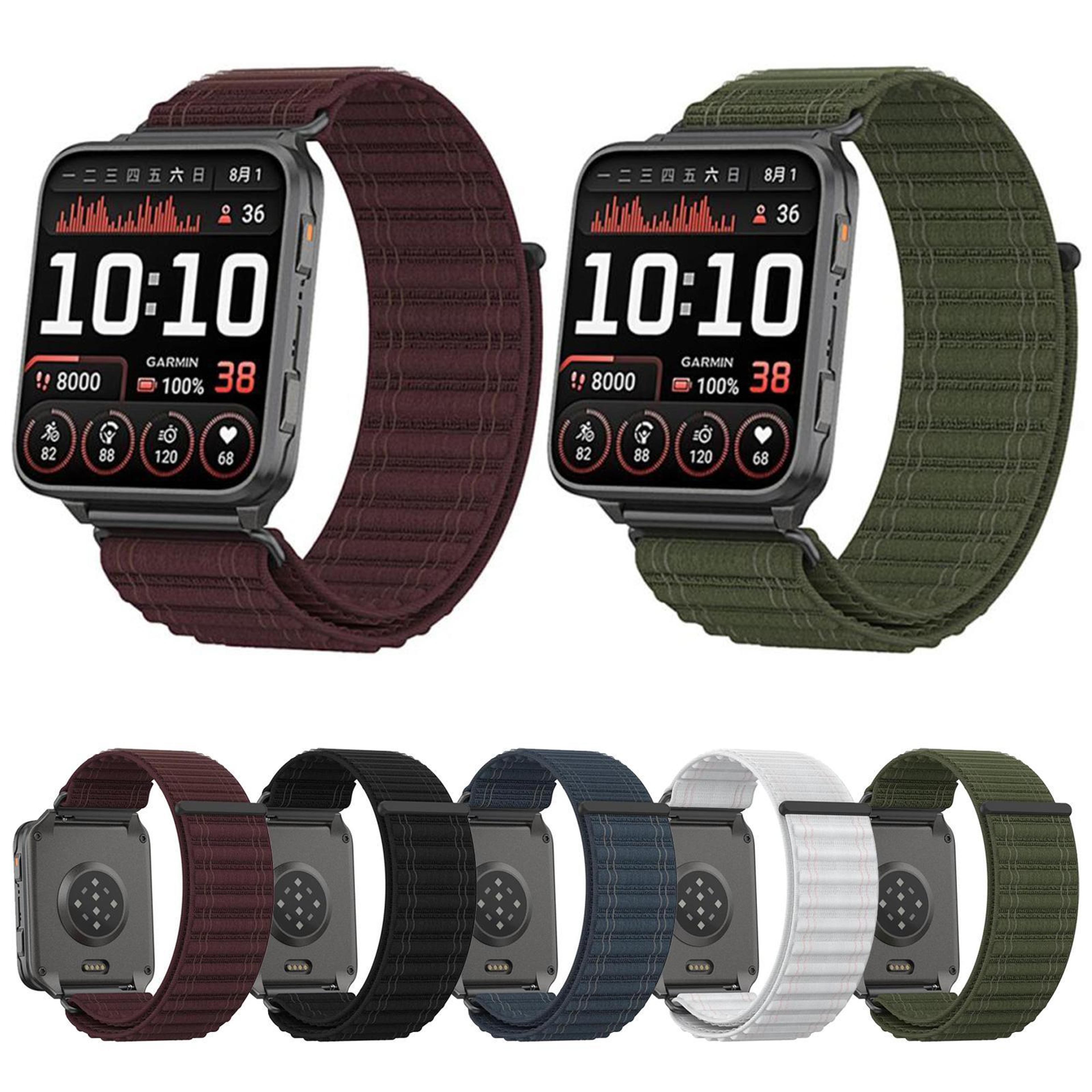 Garmin Venu X1 Nylon Watch Band Mountain Wave Pattern Adjustable Loop Strap 1