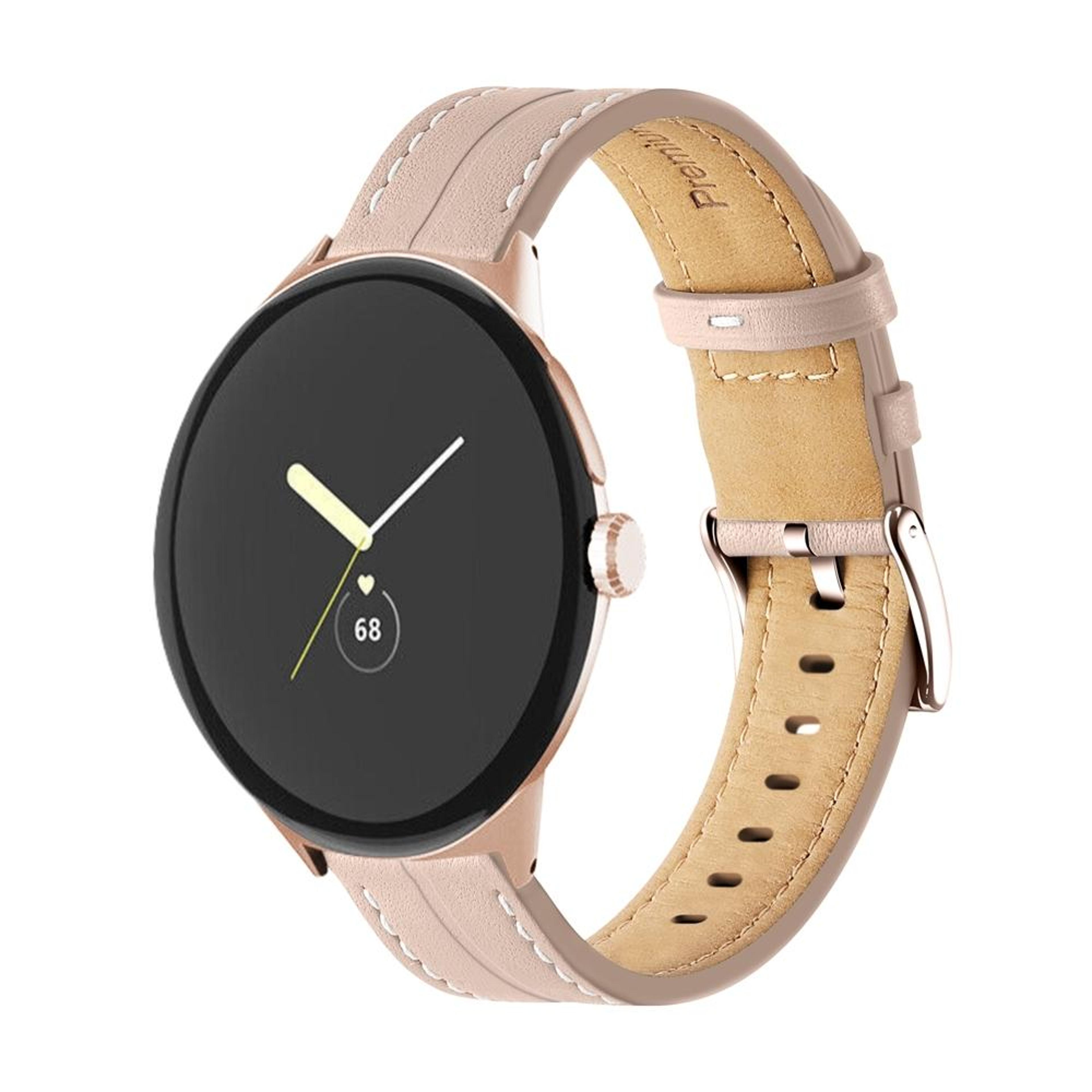 Google Pixel Watch 4 3 2 1 Genuine Leather Watch Band 41mm Grooved Replacement Strap 10