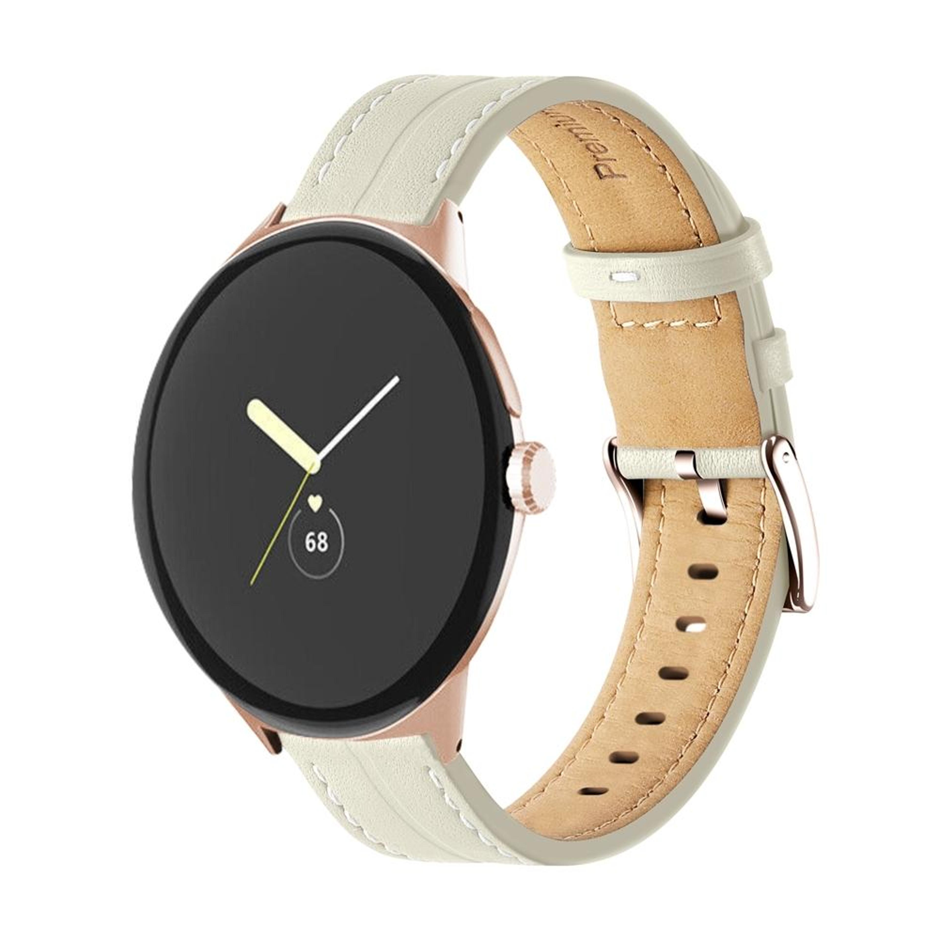 Google Pixel Watch 4 3 2 1 Genuine Leather Watch Band 41mm Grooved Replacement Strap 11