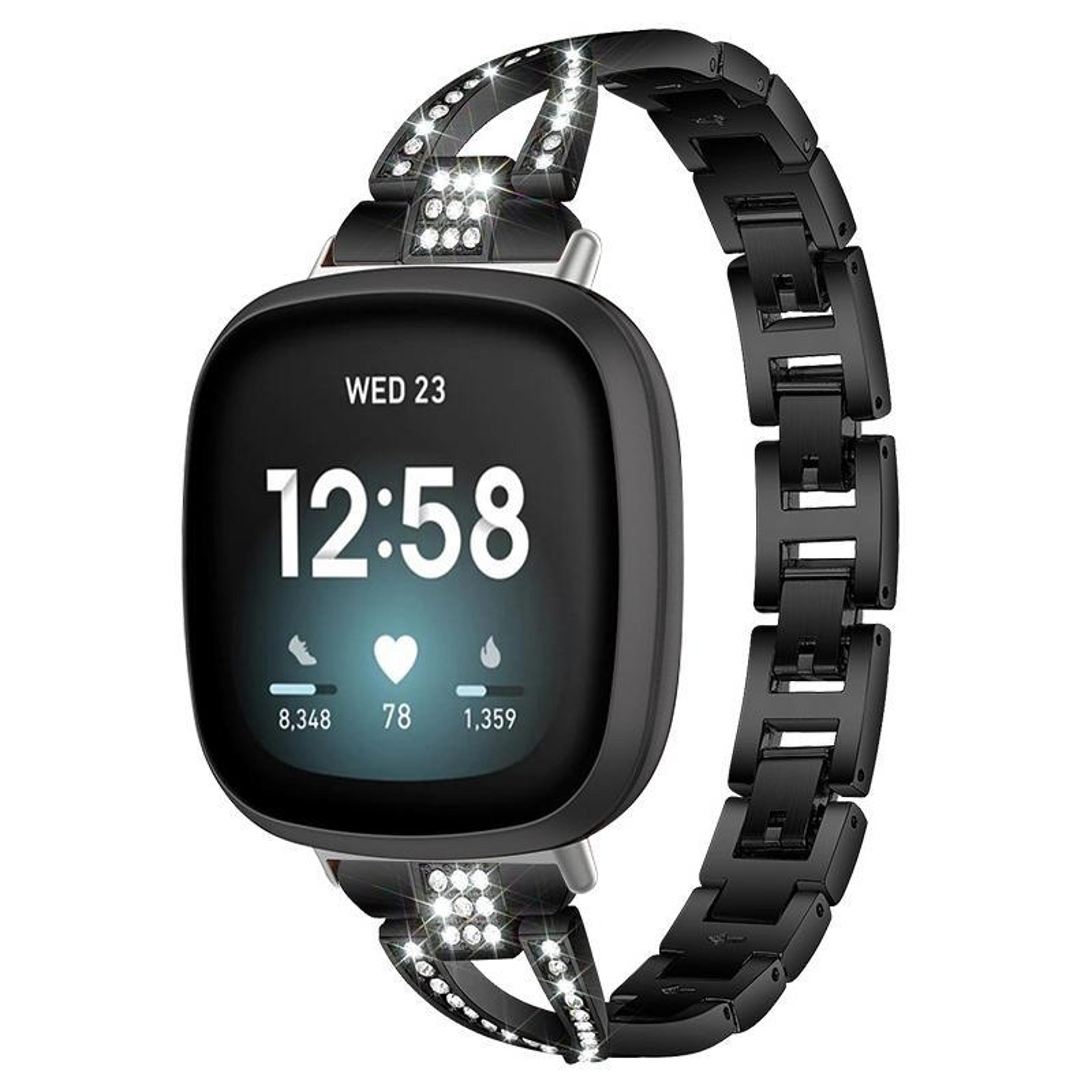 Fitbit Versa 4 Versa 3 Sense 2 Sense Diamond Metal Watch Band X Shape Rhinestone Replacement Strap 4