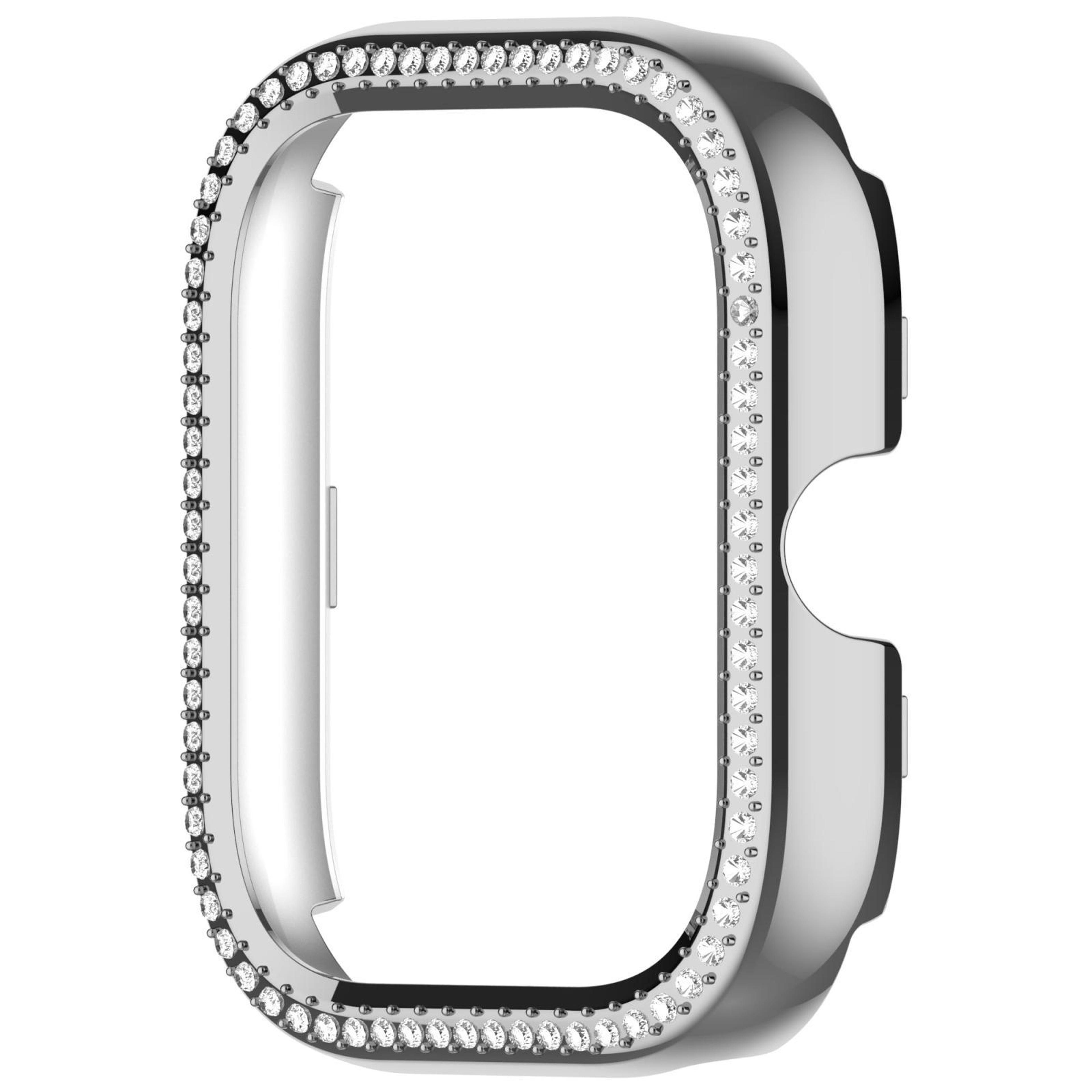 For Redmi Watch 5 Single Row Diamond Half Coverage PC Hollow Watch Protective CaseSilver 5