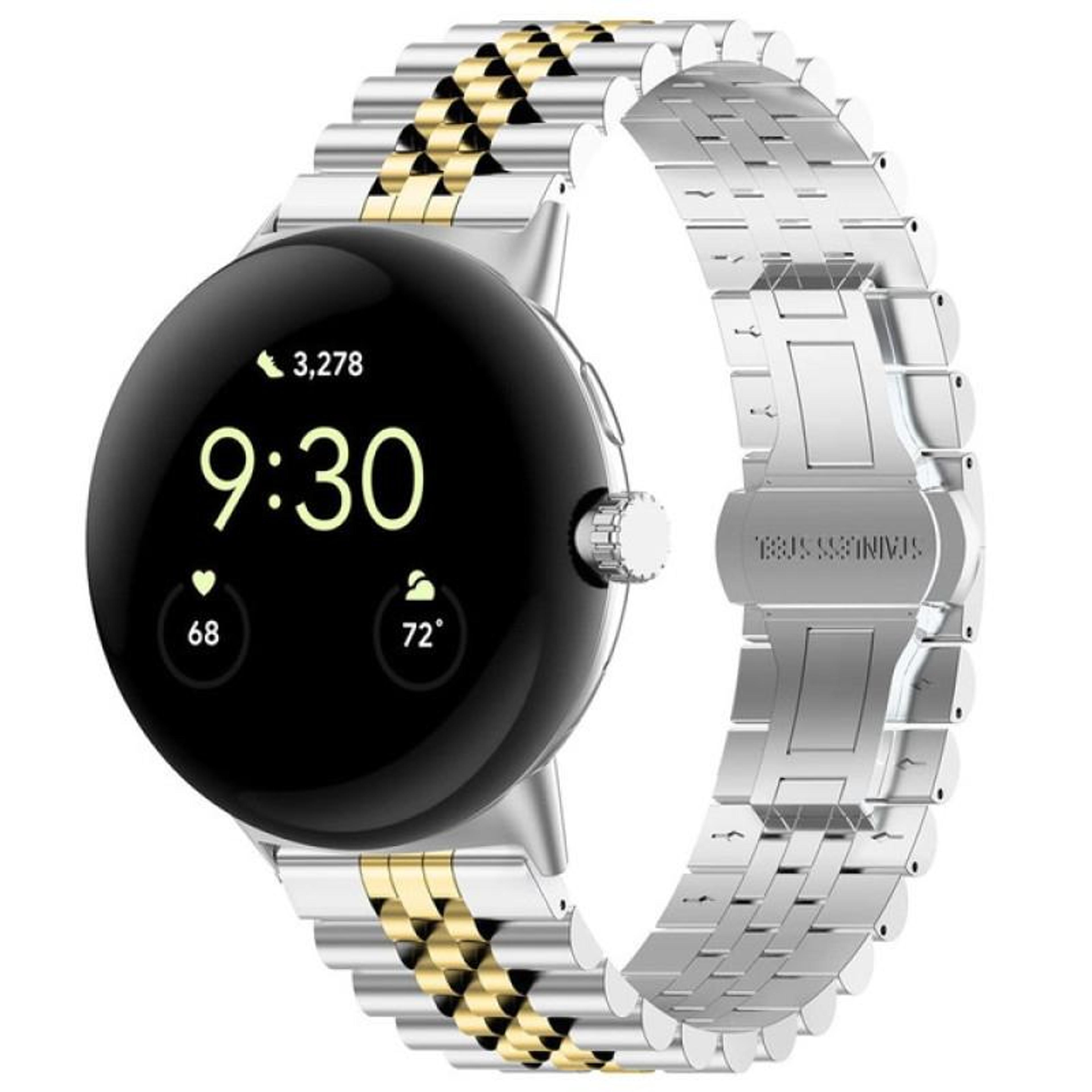 Google Pixel Watch 4 3 2 1 Stainless Steel Watch Band Seven Bead Metal Replacement Strap For 41mm 2