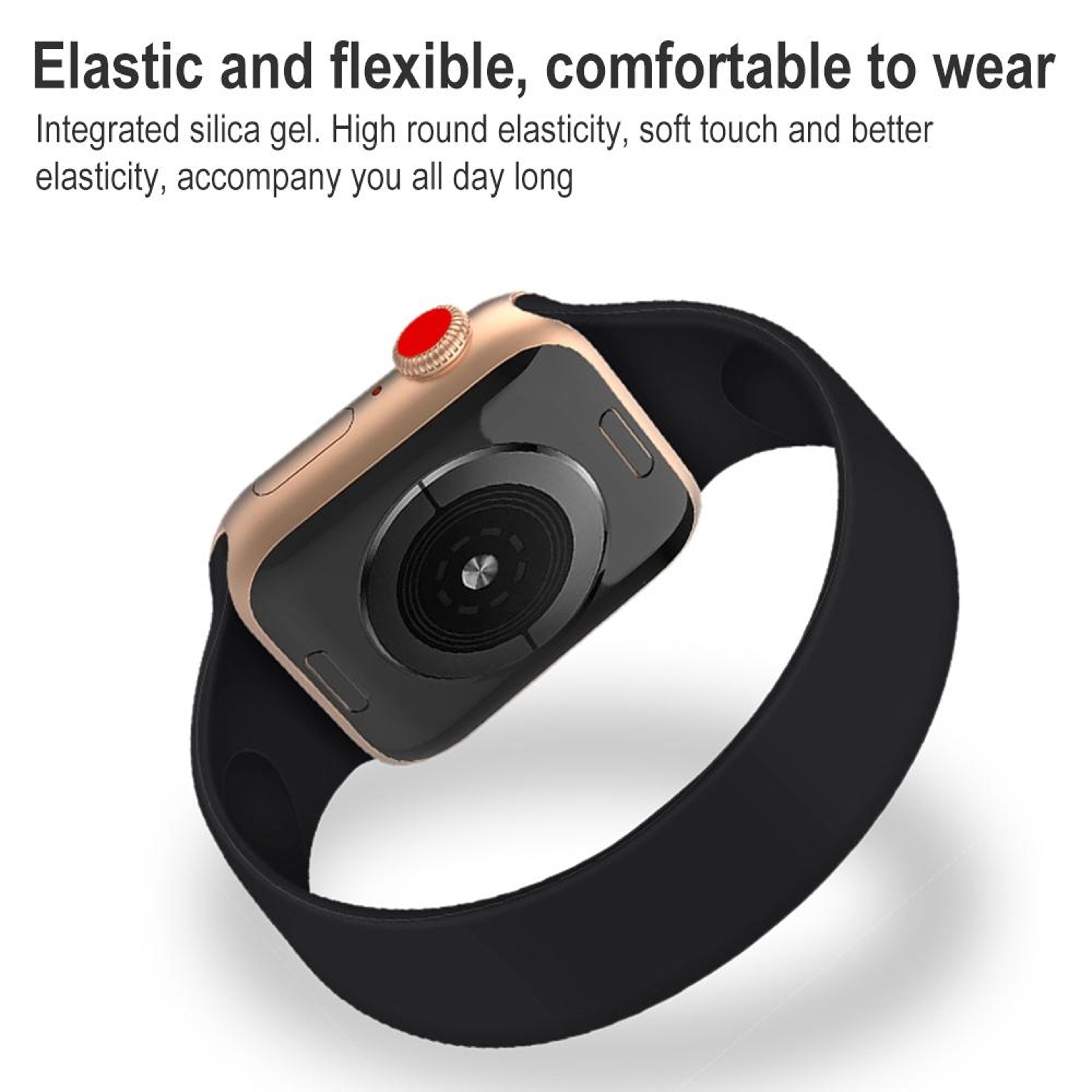 Apple Watch Silicone Watch Band Elastic Solid Color Replacement Strap 5