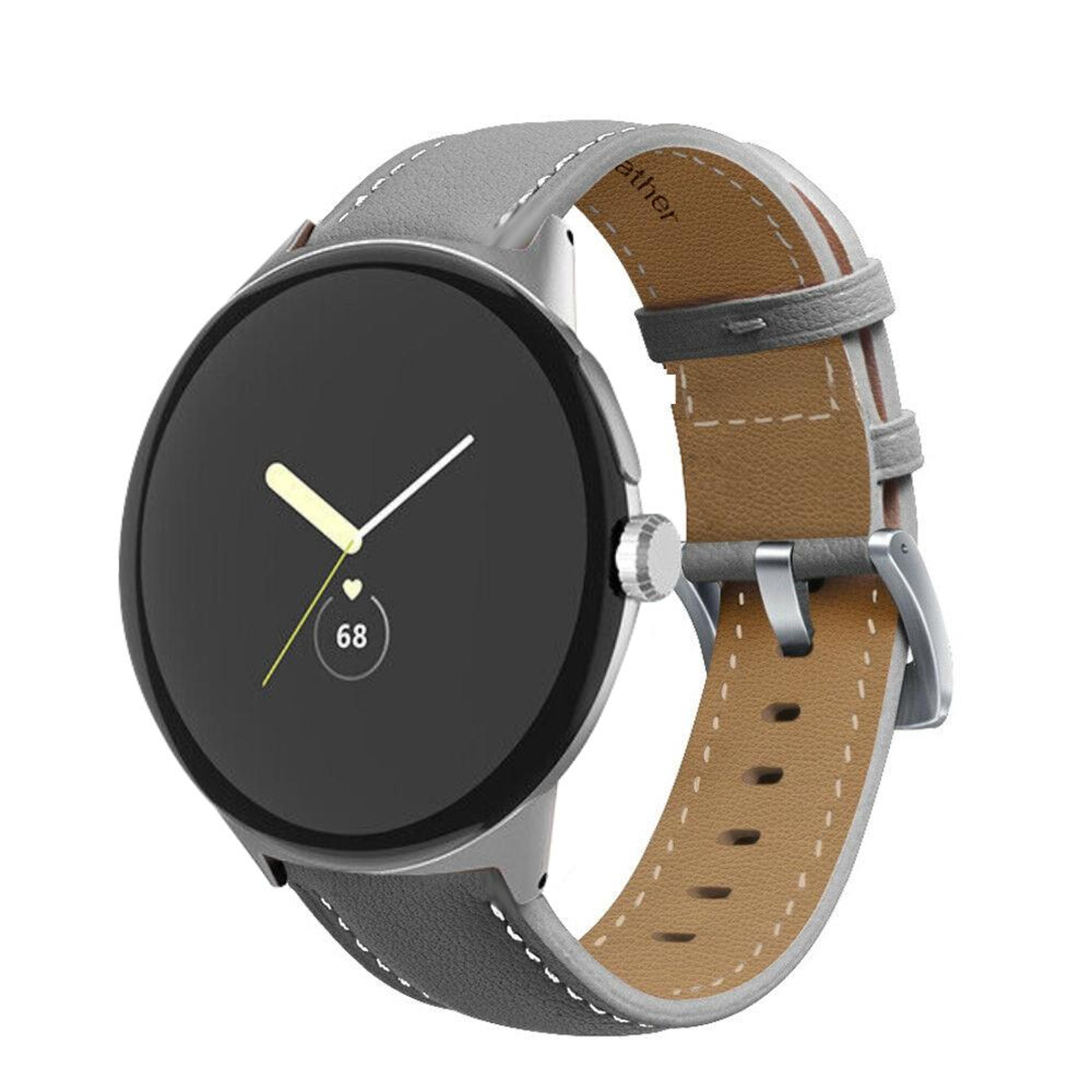 Google Pixel Watch 4 3 2 1 41mm Genuine Leather Watch Band Pointed Tail Stitching Replacement Strap 2
