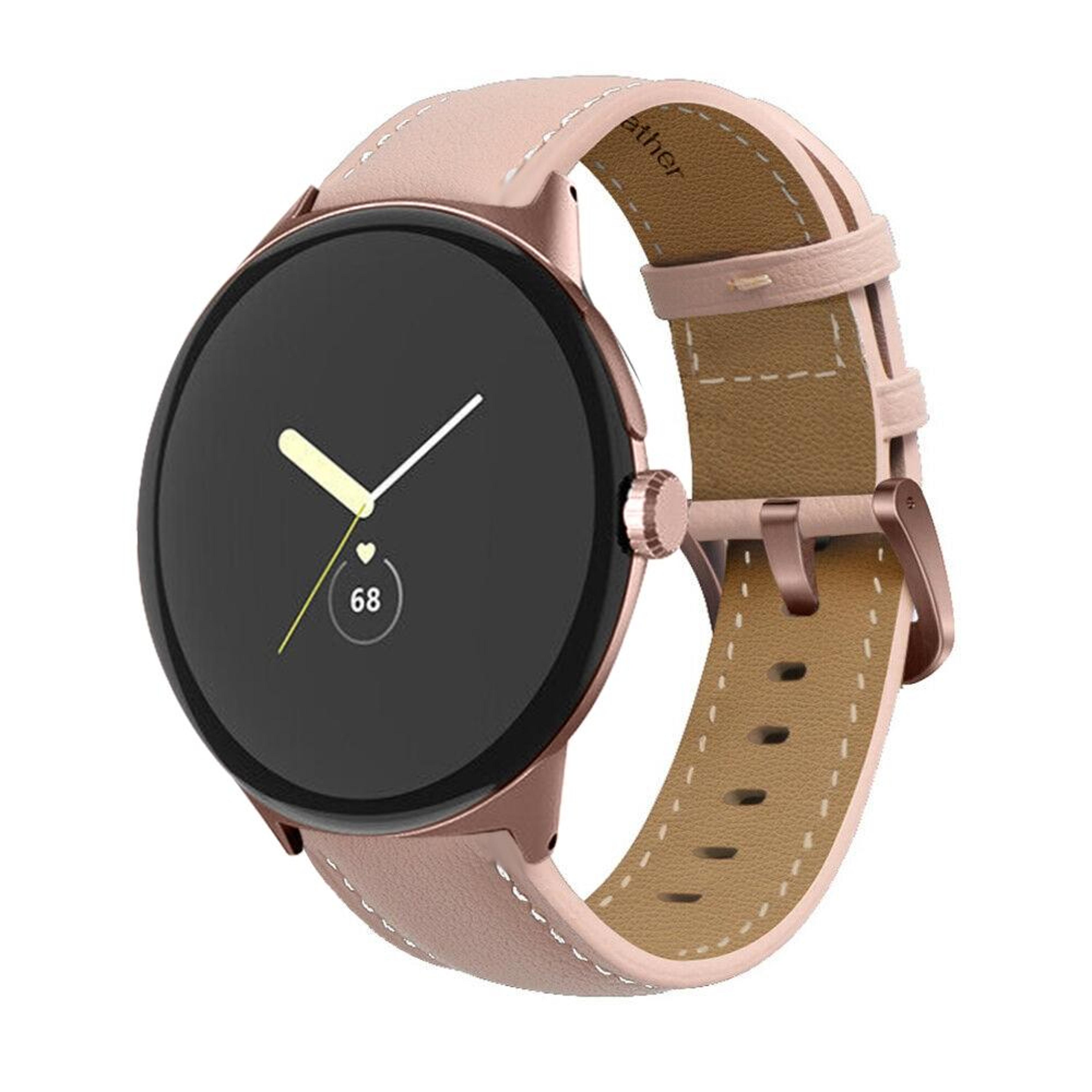 Google Pixel Watch 4 3 2 1 41mm Genuine Leather Watch Band Pointed Tail Stitching Replacement Strap 4