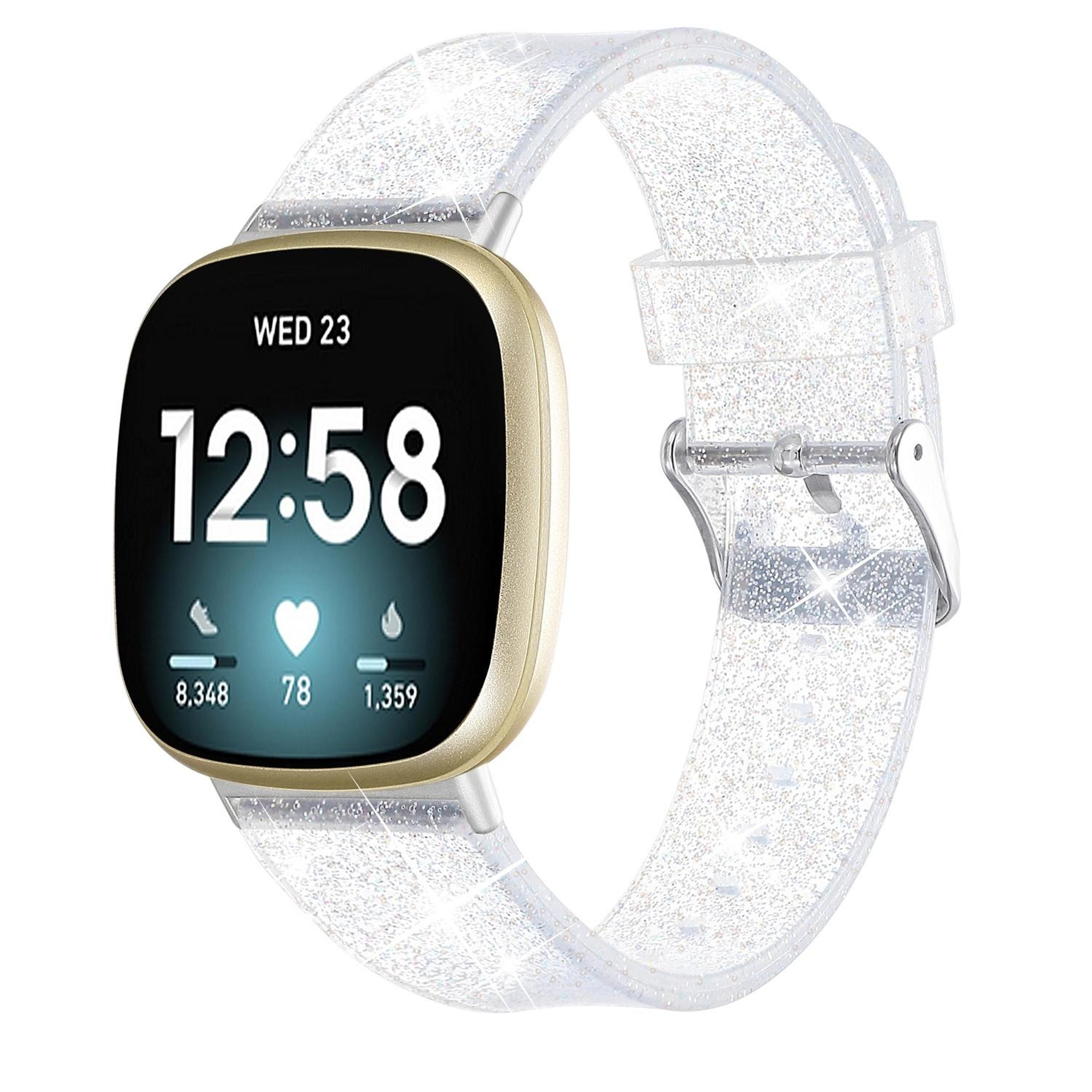 Fitbit Versa 3 Band Glitter Silicone Watch Strap Soft Adjustable Replacement Band 0