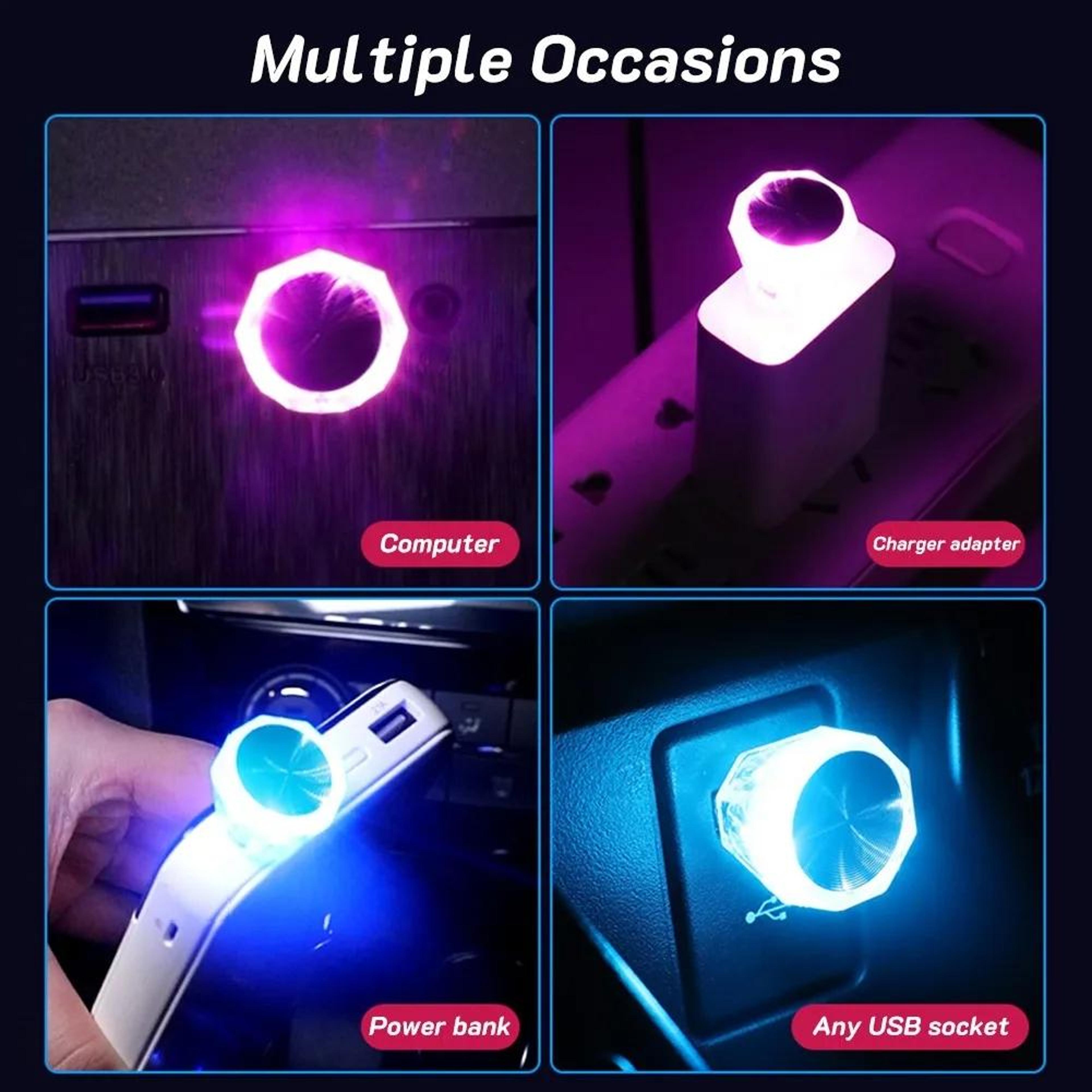 Universal USB Car Ambient Light Diamond LED Interior Mood Light Plug And Play Decorative Lamp 9