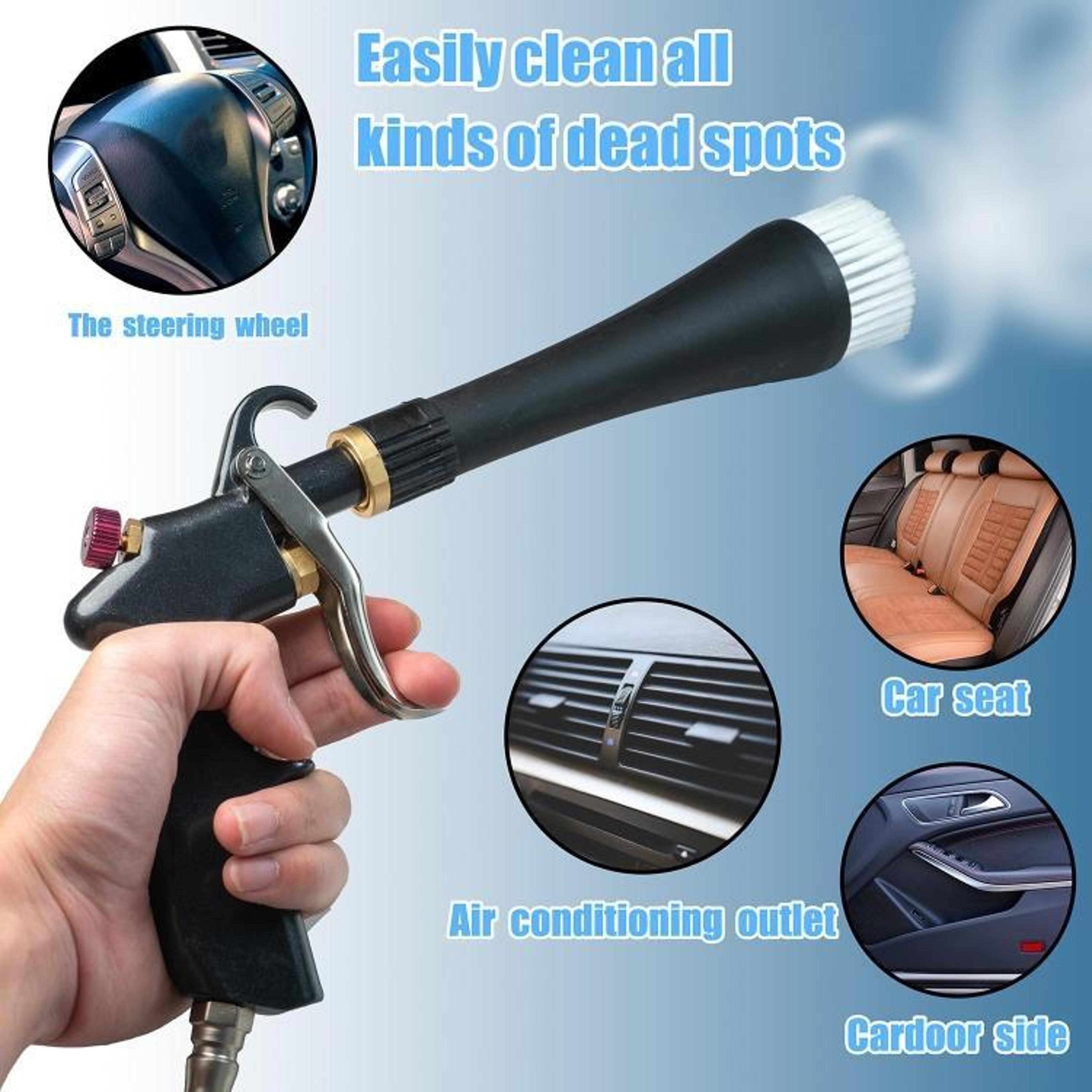 High Pressure Car Cleaning Gun Air Blow Interior Detailing Tool With Bearing Dust Removal Brush 3