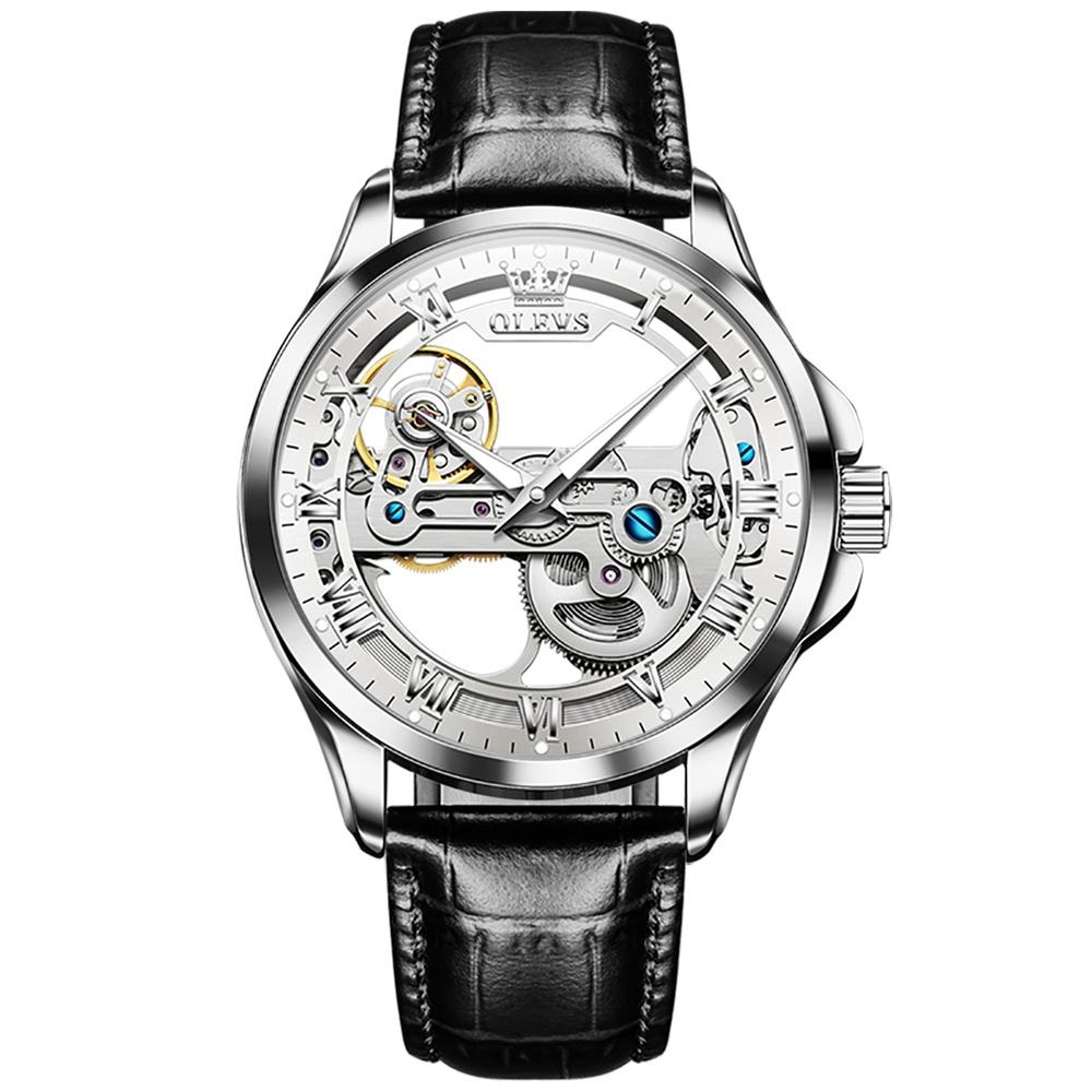 OLEVS 6661 Automatic Mechanical Watch Mens Leather Dress Watch Waterproof Luminous Timepiece 14