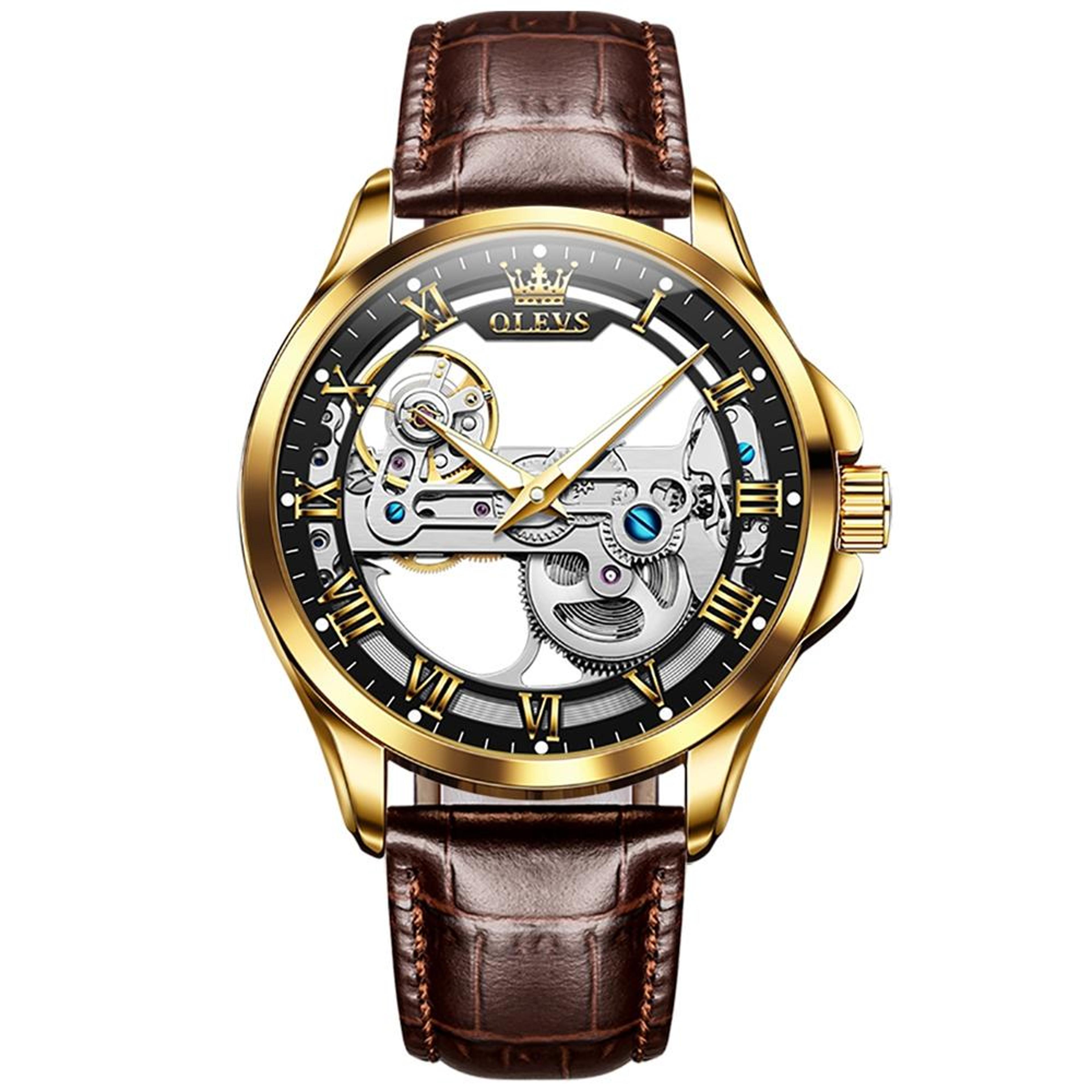 OLEVS 6661 Automatic Mechanical Watch Mens Leather Dress Watch Waterproof Luminous Timepiece 15