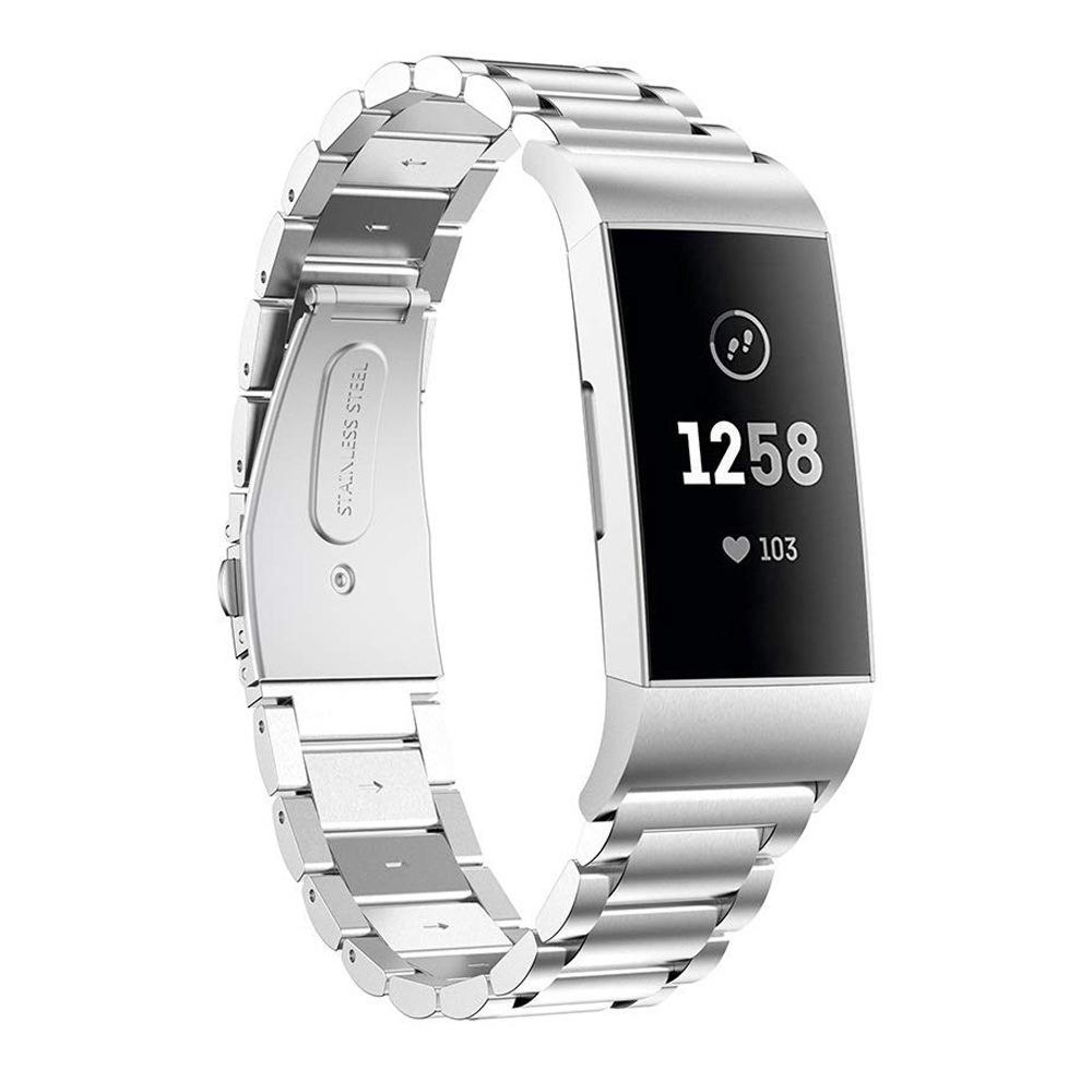 Premium Stainless Steel Watch Band Replacement Strap For Fitbit Charge 3 With Secure Slingshot Buck 7