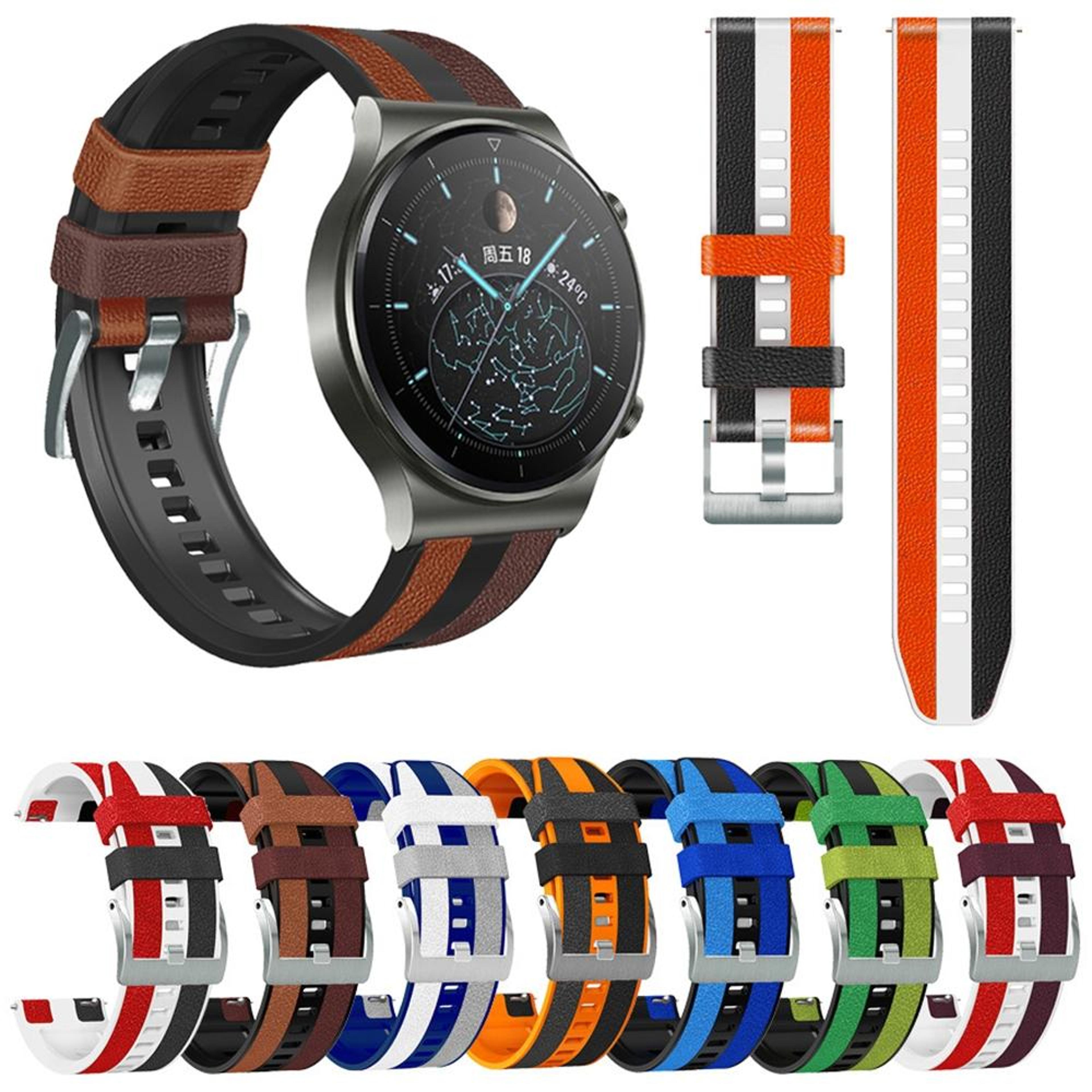 Universal 22mm Silicone Leather Watch Band Soft Comfortable Replacement Watch Strap 5