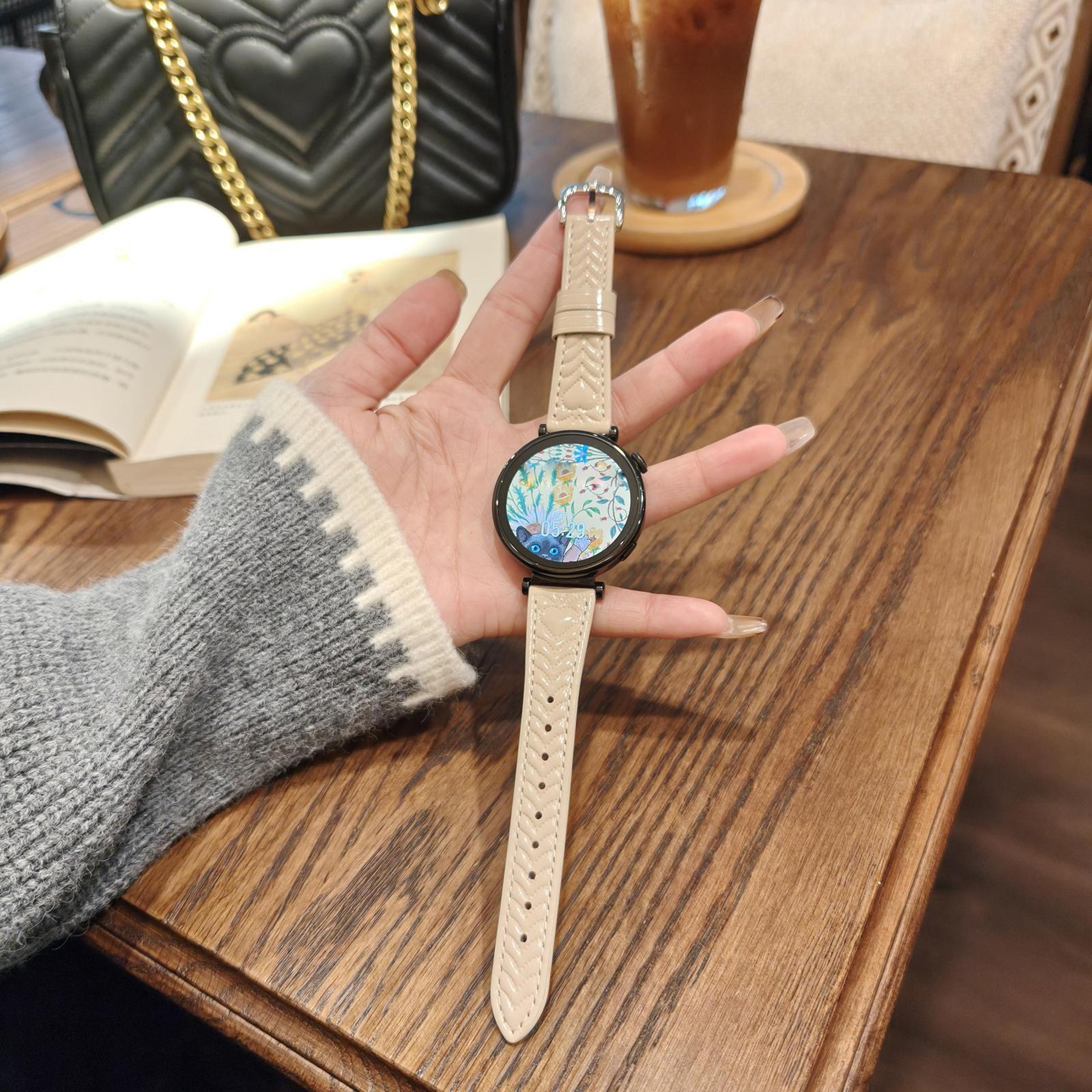Heart Embossed Samsung Galaxy Watch3 45mm Band 22mm Leather Watch Band Replacement Strap 4