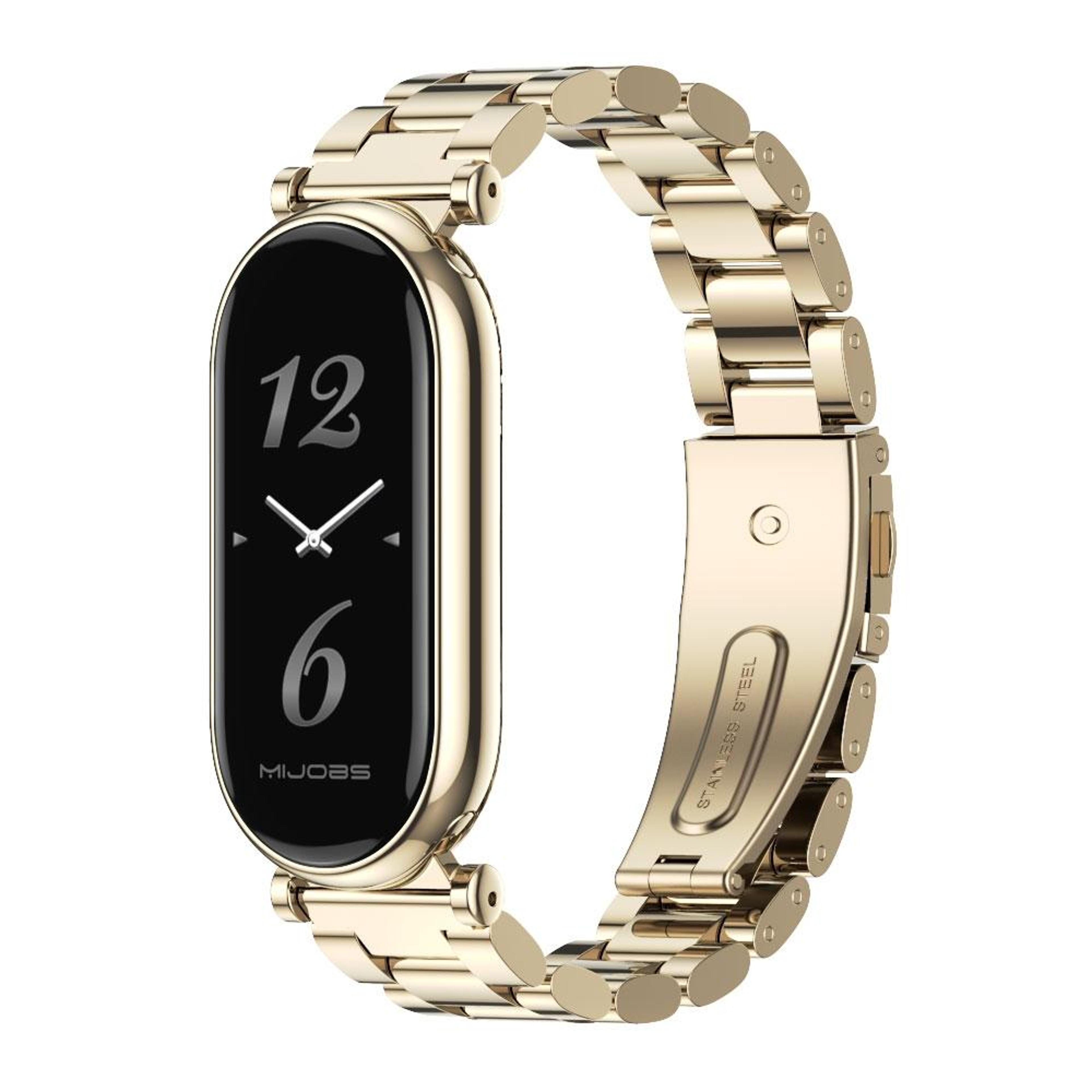 Xiaomi Smart Band 10 9 8 Stainless Steel Watch Band Three Bead Metal Replacement Strap 5