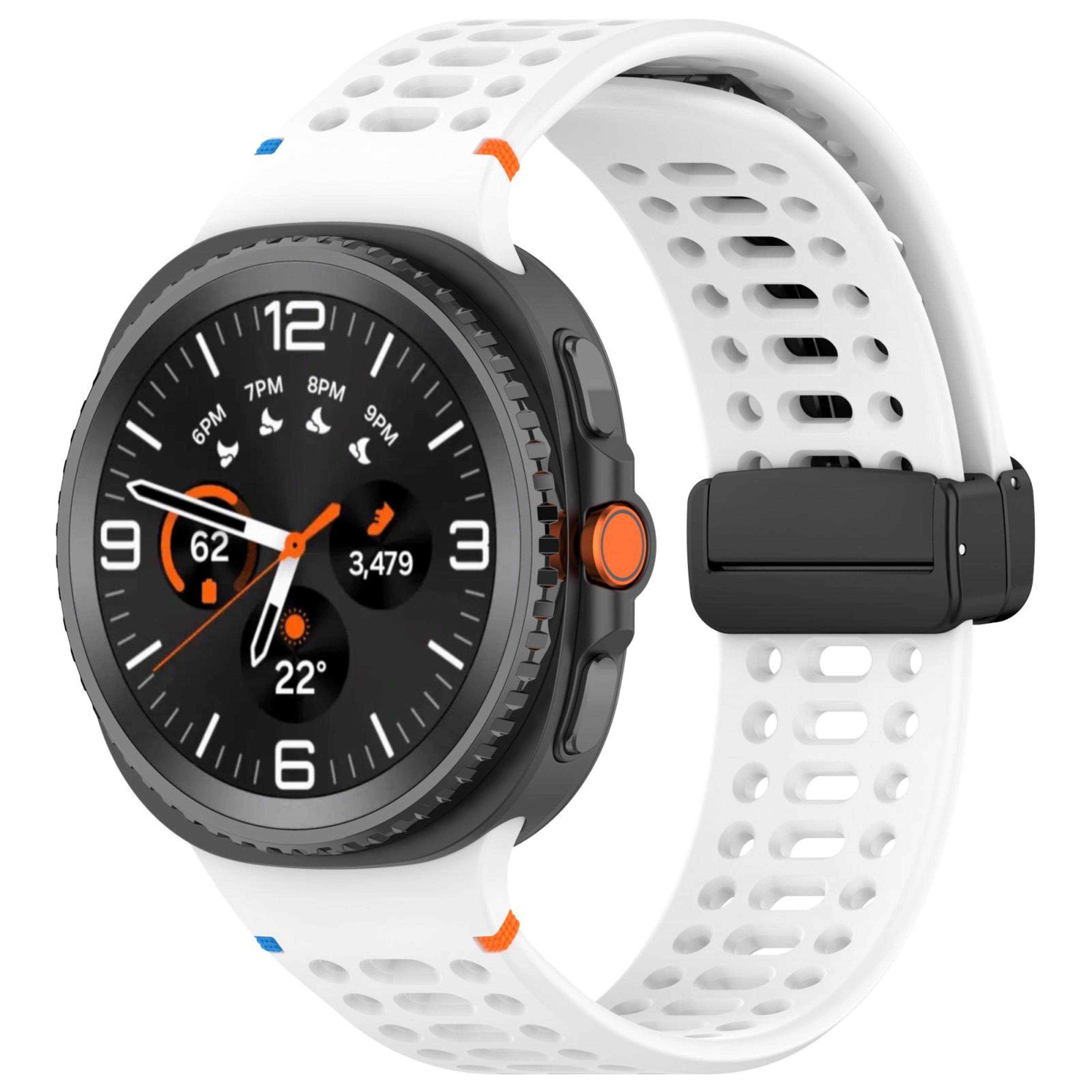 Samsung Galaxy Watch8 Magnetic Silicone Watch Band Breathable Stitched Replacement Strap With Black 10