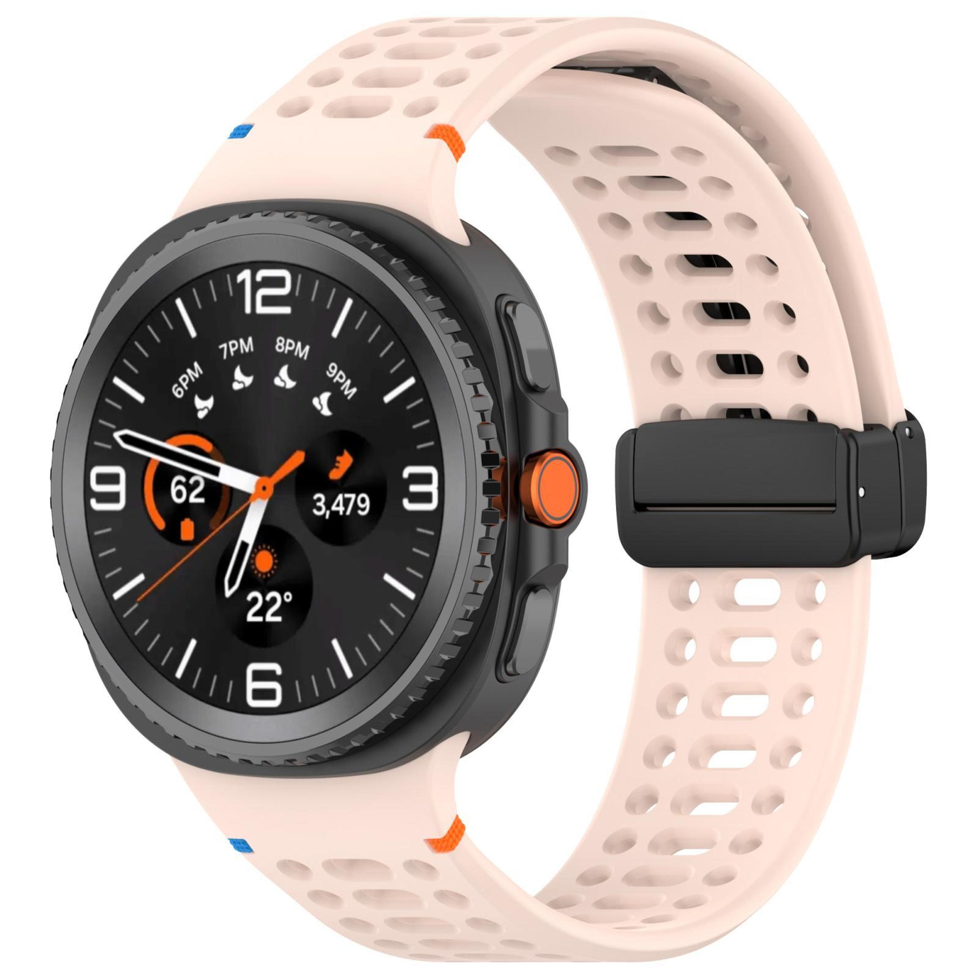 Samsung Galaxy Watch8 Magnetic Silicone Watch Band Breathable Stitched Replacement Strap With Black 11