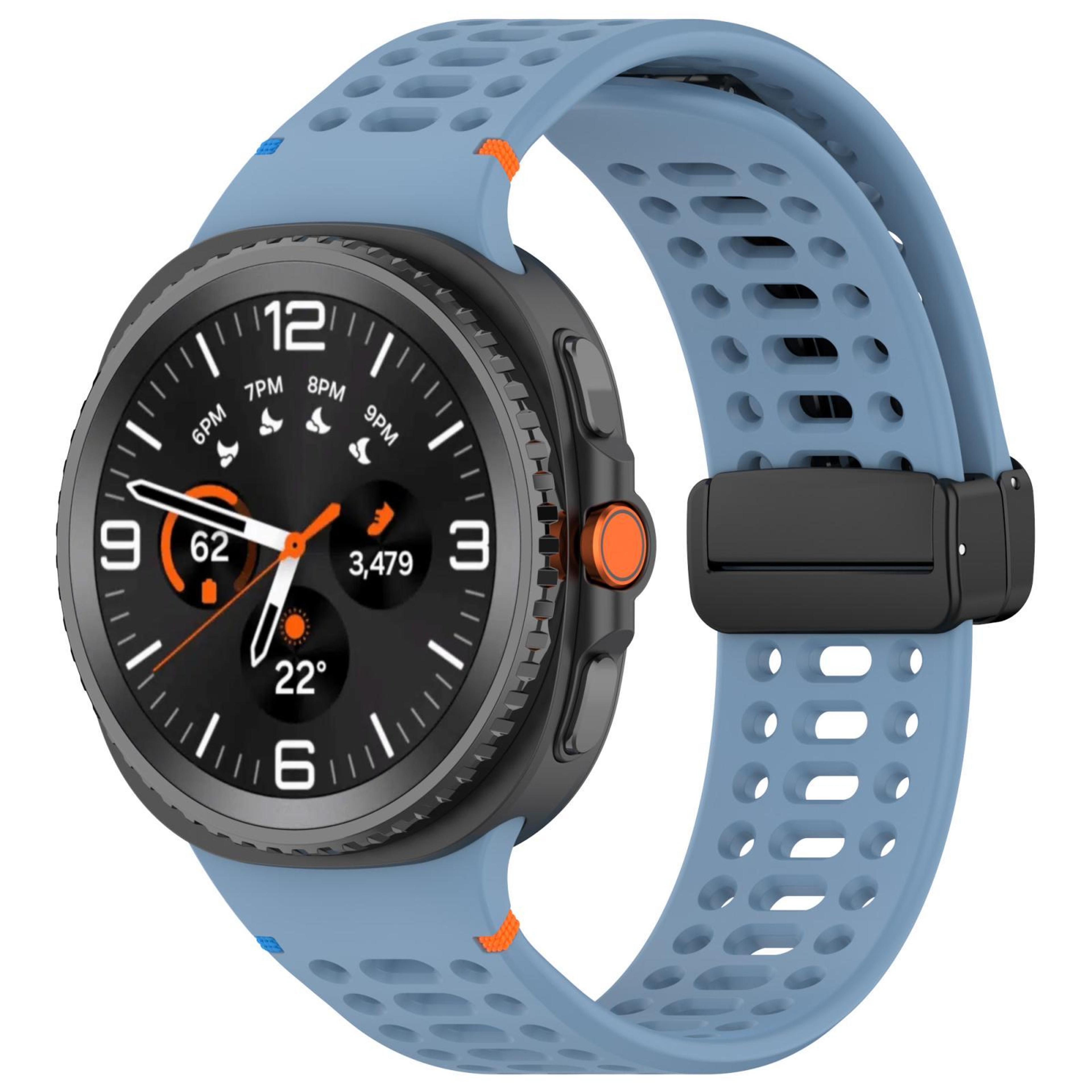 Samsung Galaxy Watch8 Magnetic Silicone Watch Band Breathable Stitched Replacement Strap With Black 13
