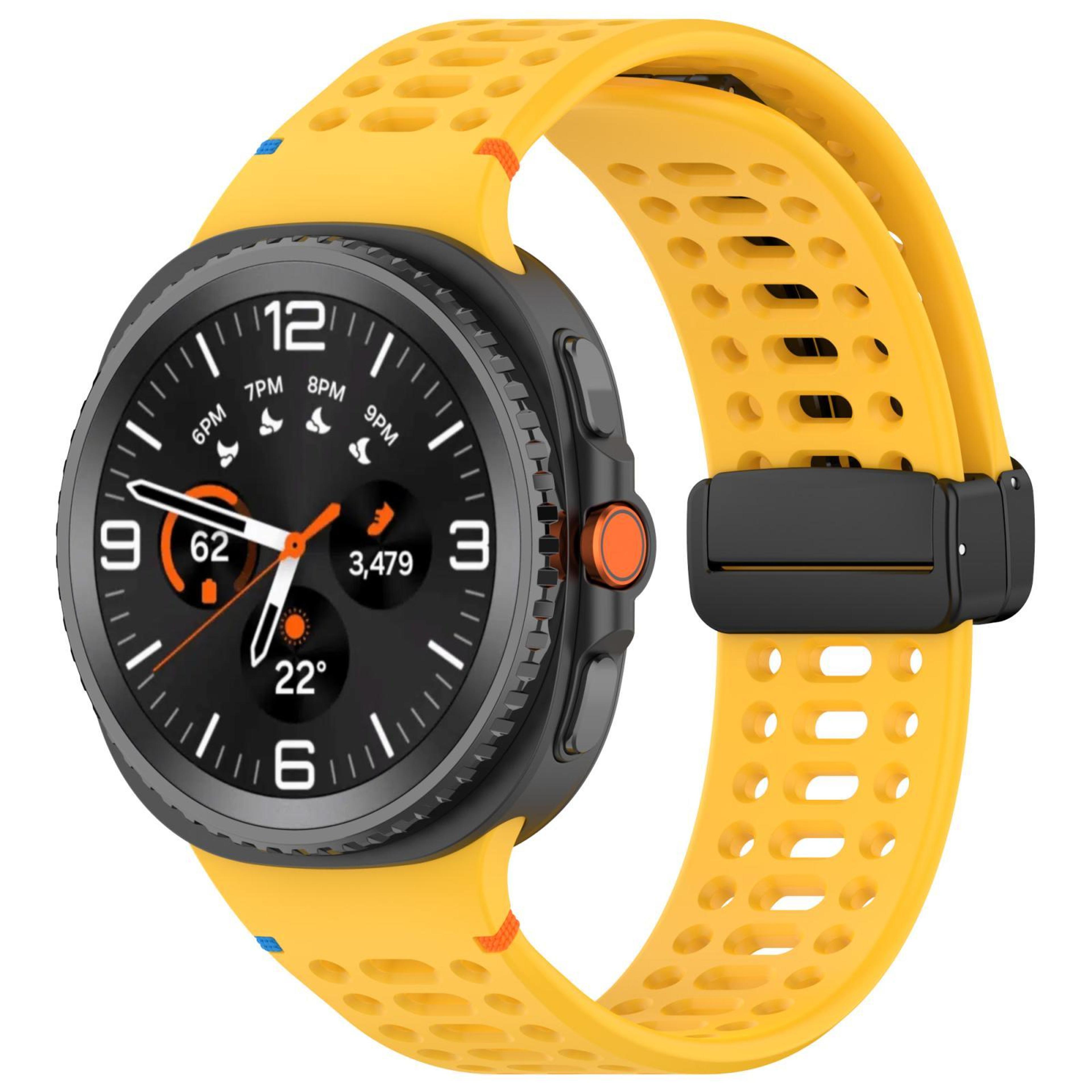 Samsung Galaxy Watch8 Magnetic Silicone Watch Band Breathable Stitched Replacement Strap With Black 15