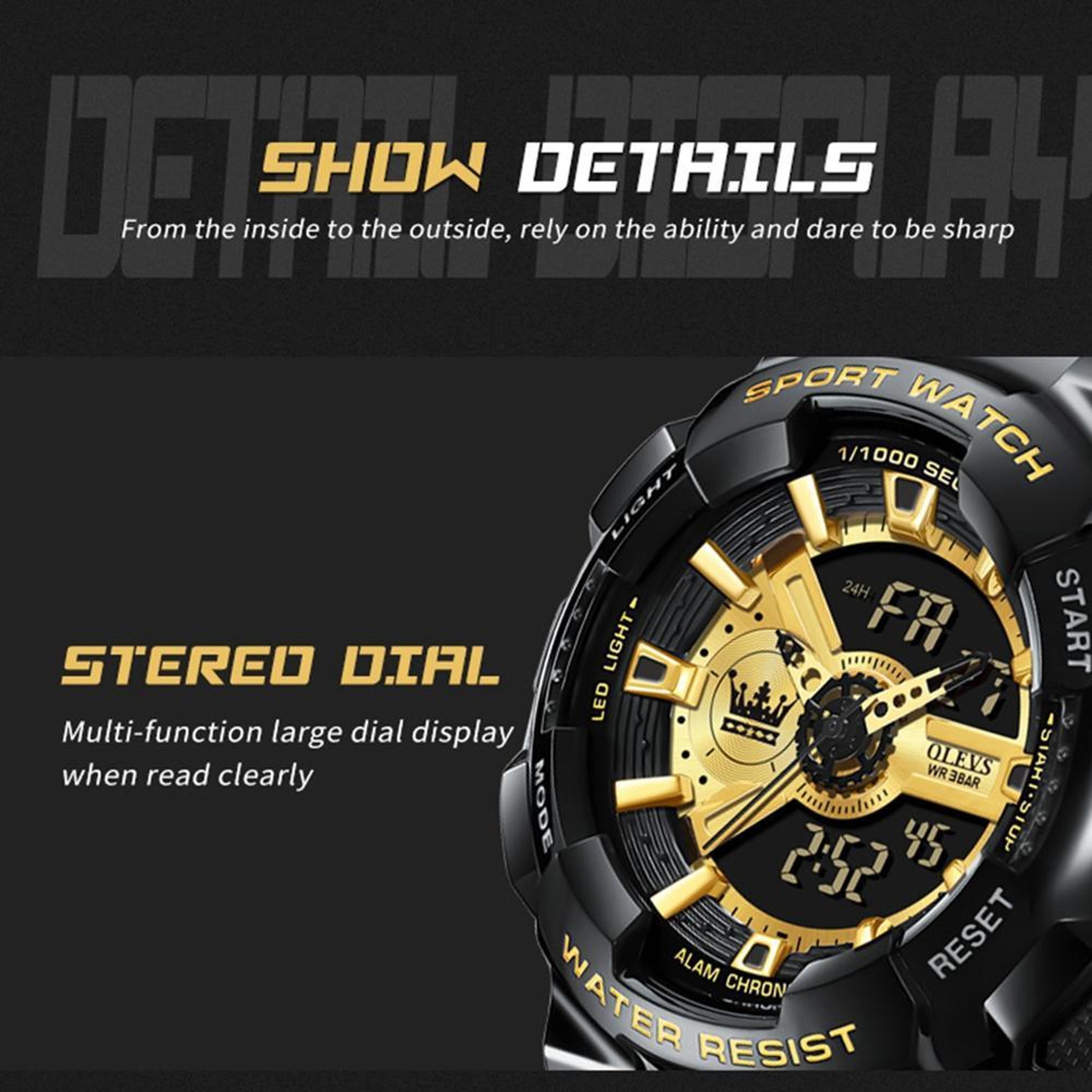 OLEVS 1102 Waterproof Digital Watch For Men Multifunction LED Sports Wrist Watch 4