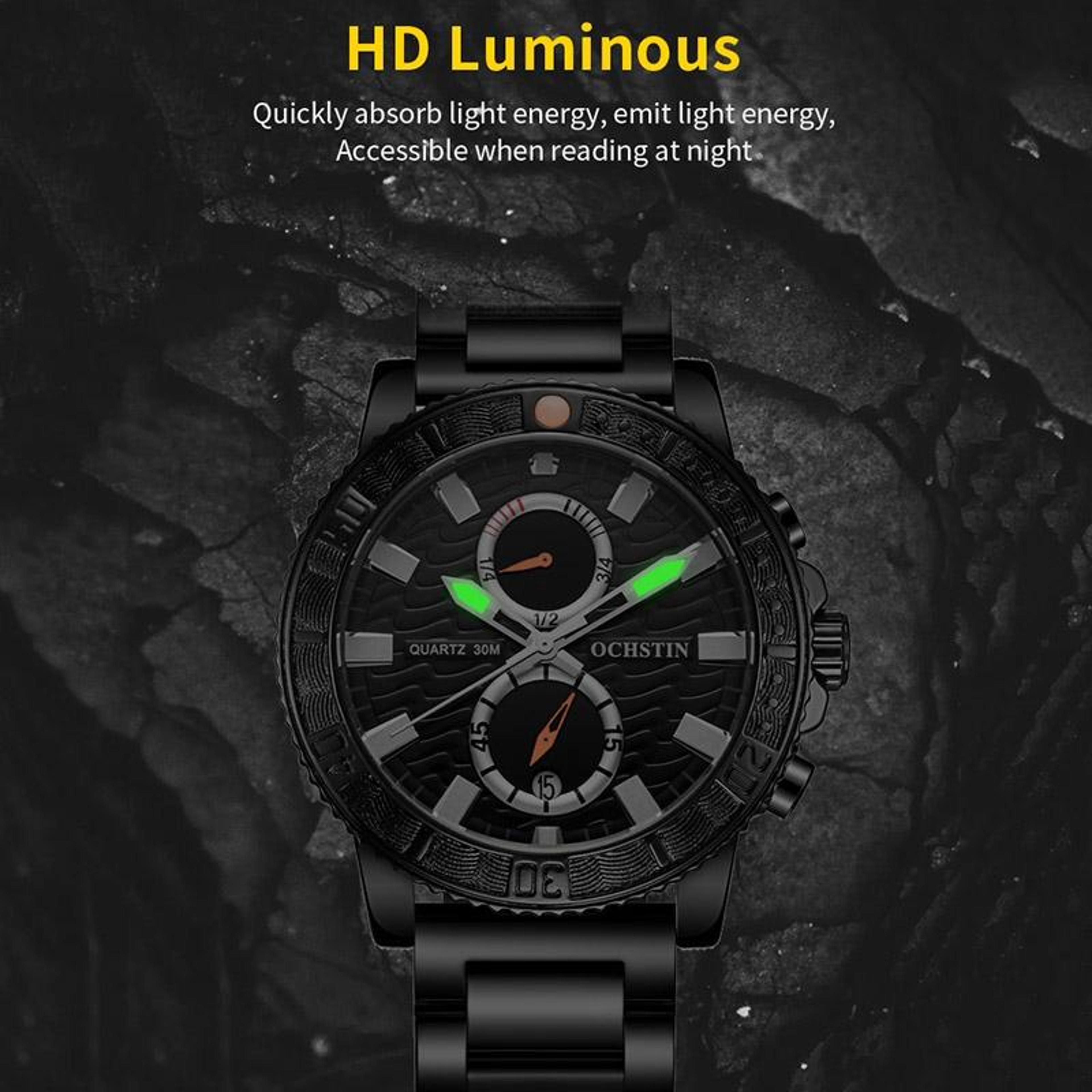 OCHSTIN 7250 Mens Quartz Watch Multifunctional Stainless Steel Watch With Luminous Display 8