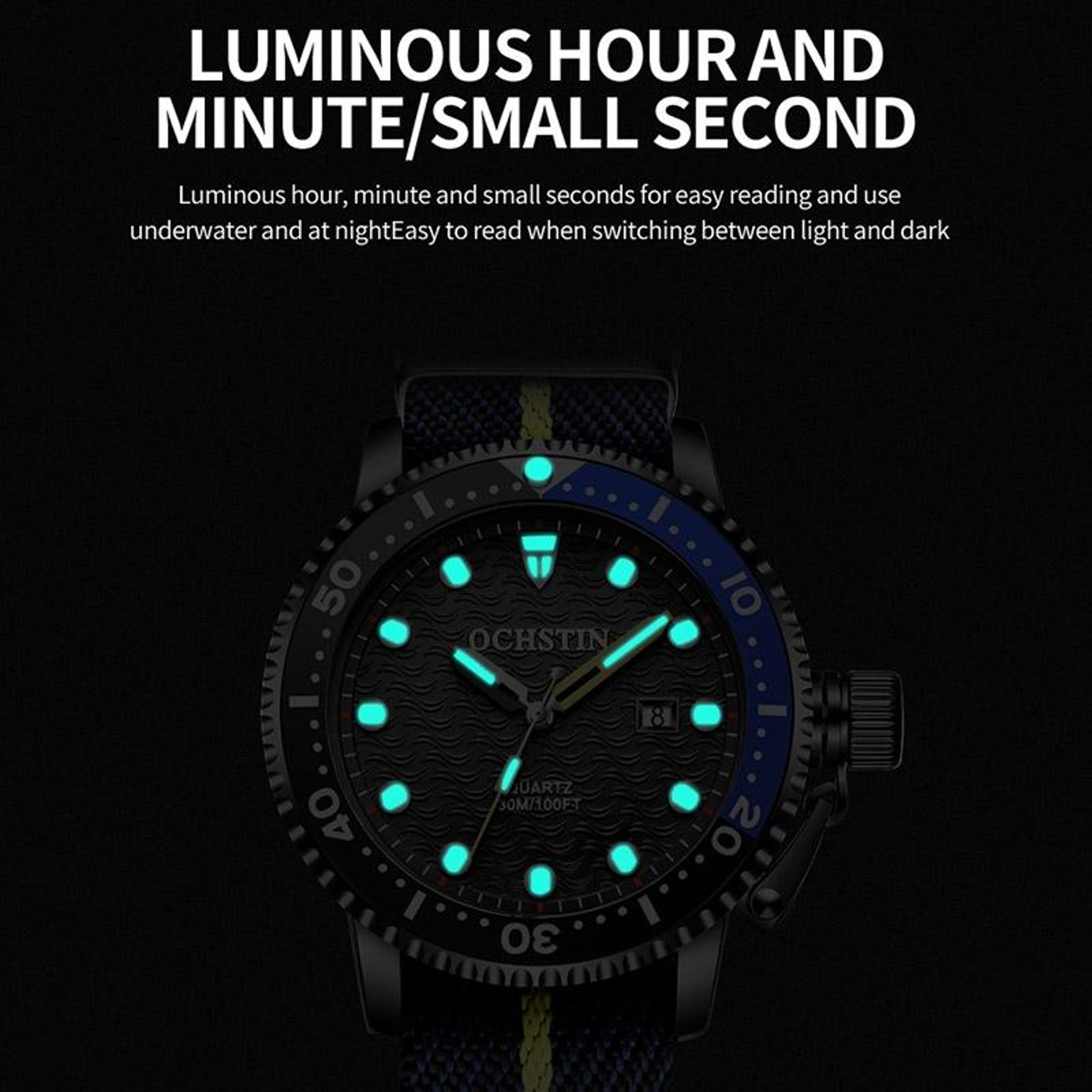 OCHSTIN 7003B Mens Quartz Watch Waterproof Luminous Multifunction Business Watch With Nylon Strap 5