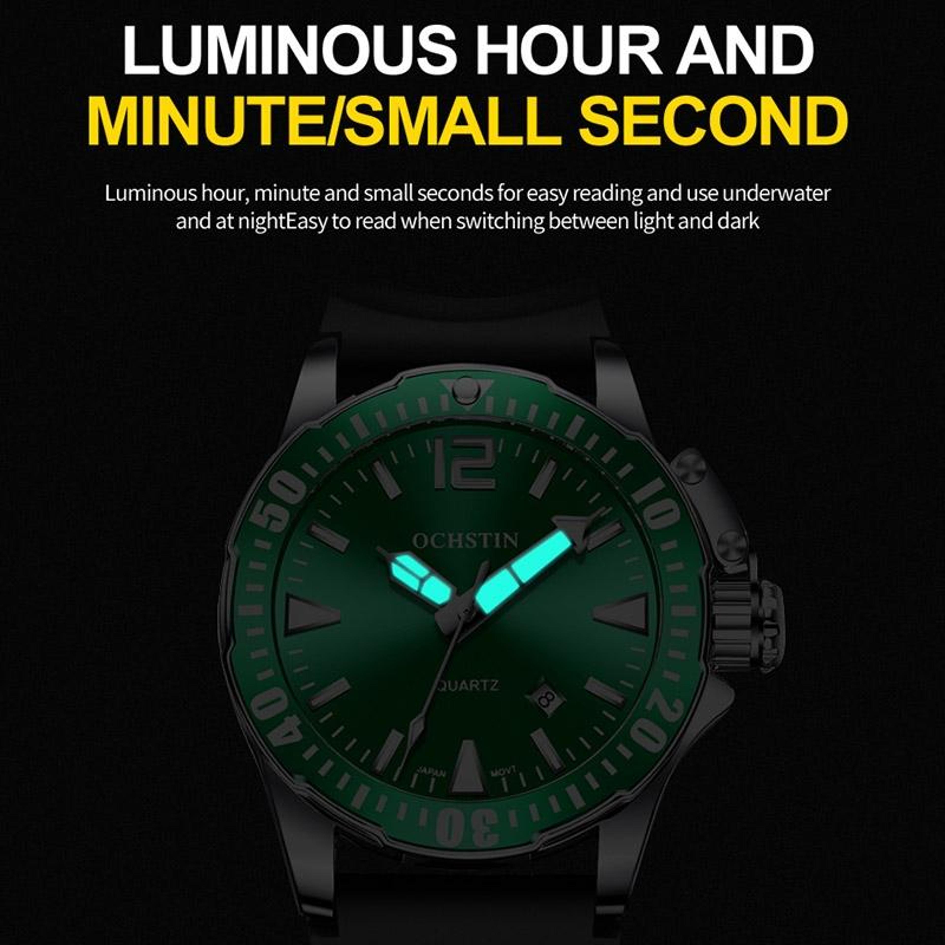 OCHSTIN 7002A Quartz Mens Watch Waterproof Luminous Watch With Silicone Strap 6